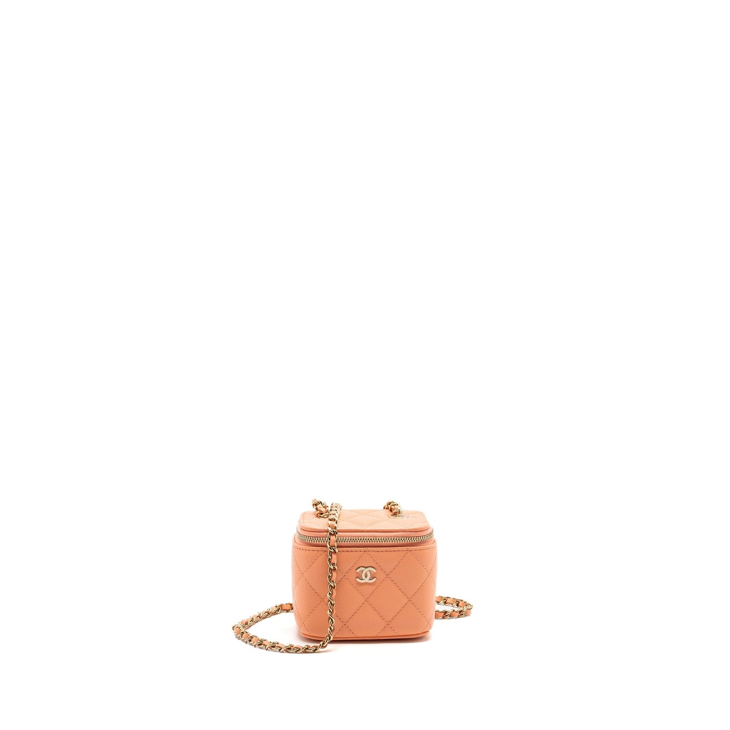 Chanel Vanity Chains Caviar Coral LGHW Microchip Pink Orange Mini Bag
