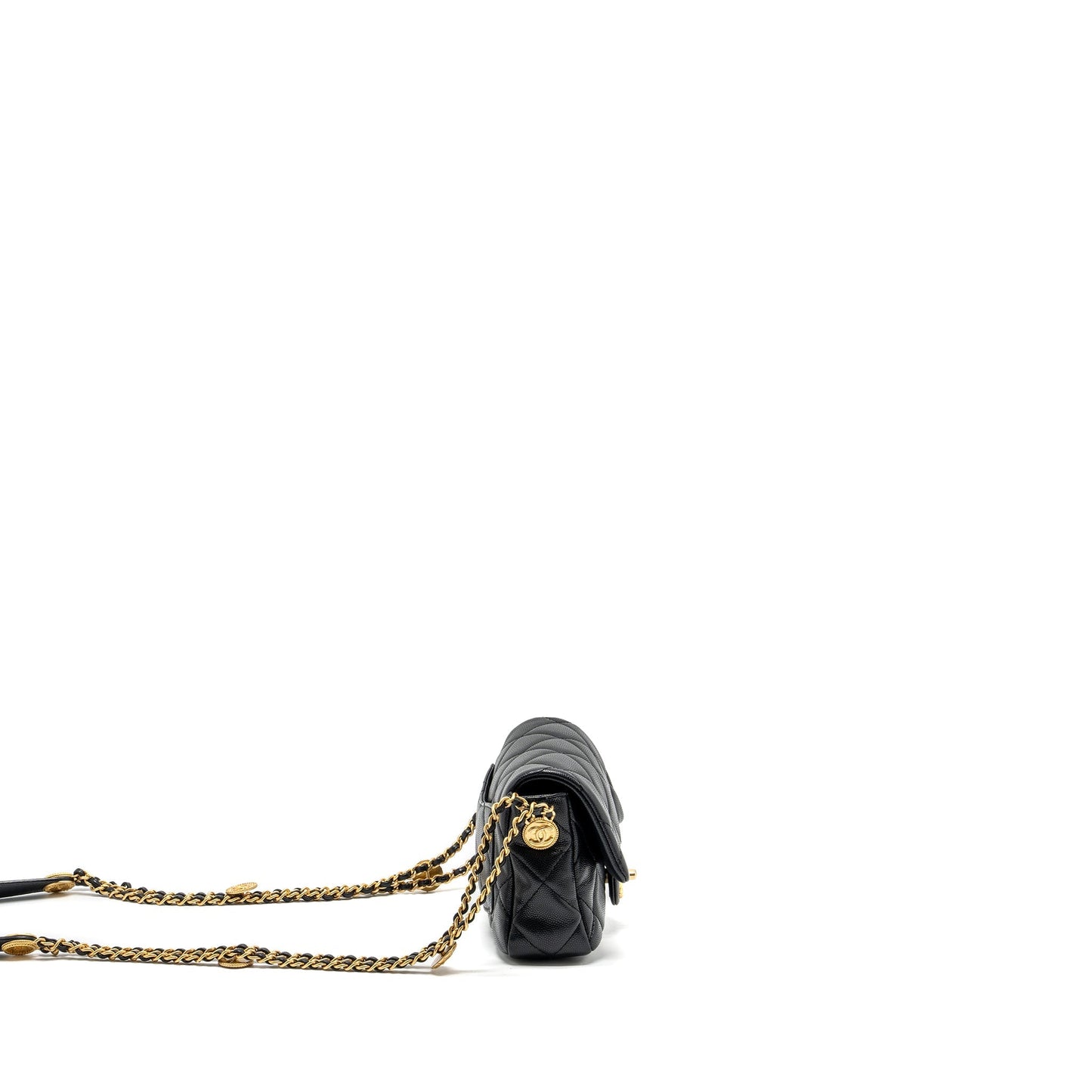 Chanel Twist Your Button Flap Caviar GHW Black Shoulder Bag Ghw Microchip