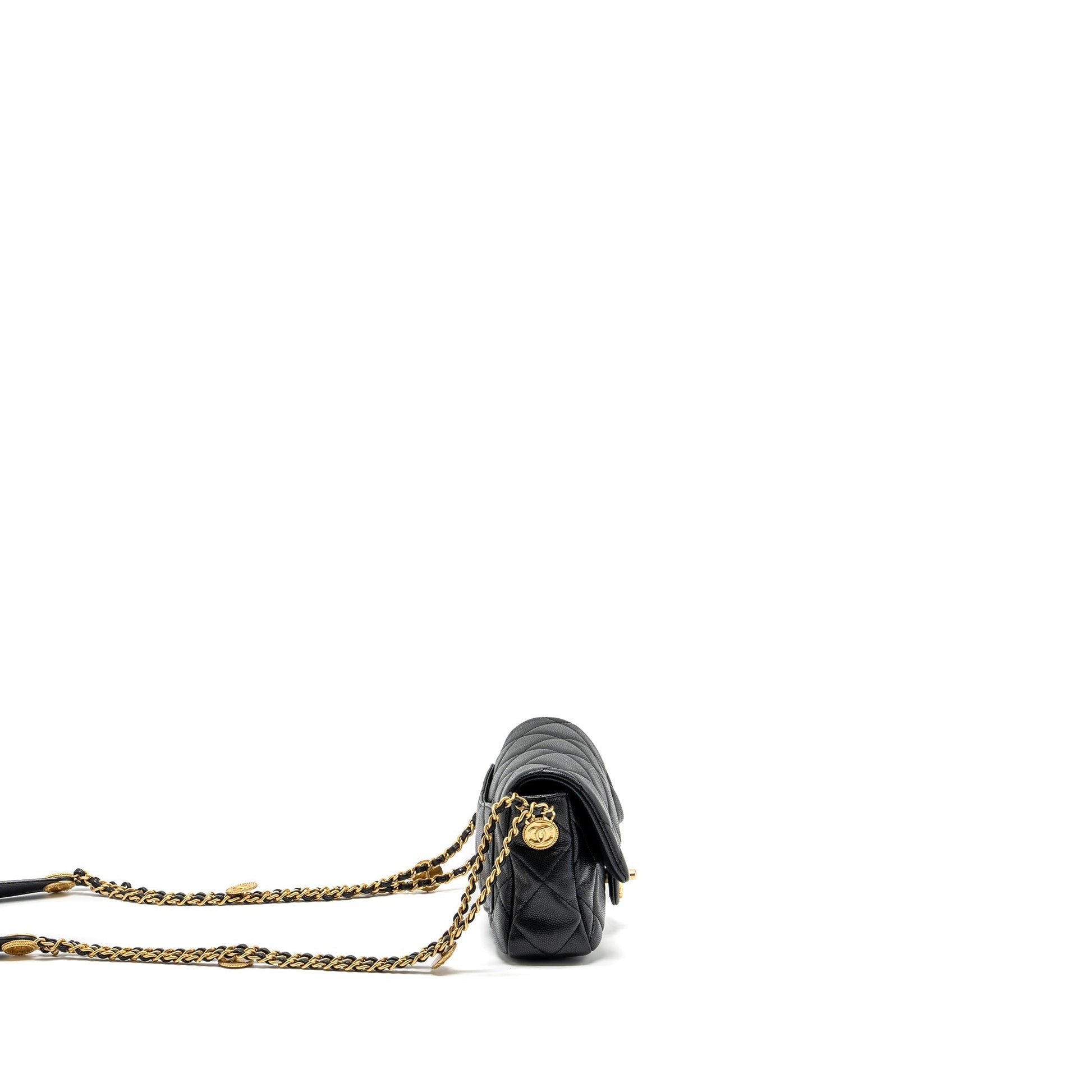 Chanel Twist Your Button Flap Caviar GHW Black Shoulder Bag Ghw Microchip
