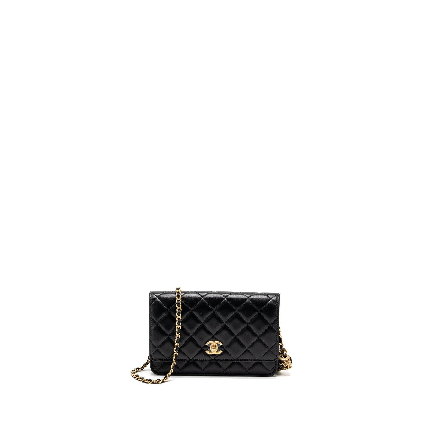 Chanel 22S Pearl Crush on Lambskin Brushed Black Wallet Case