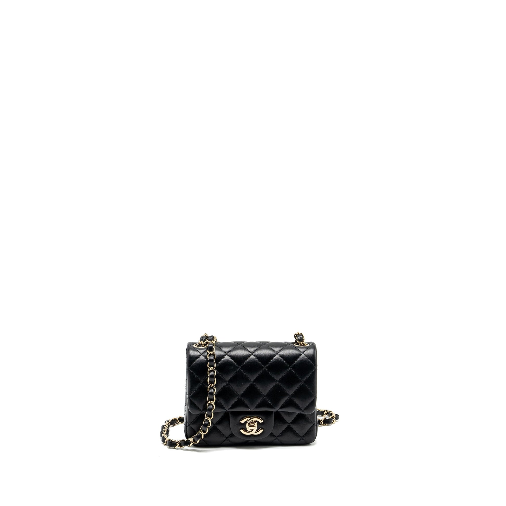 Chanel Square Flap Lambskin LGHW microchip Black Shoulder Bag Lghwmicrochip 1