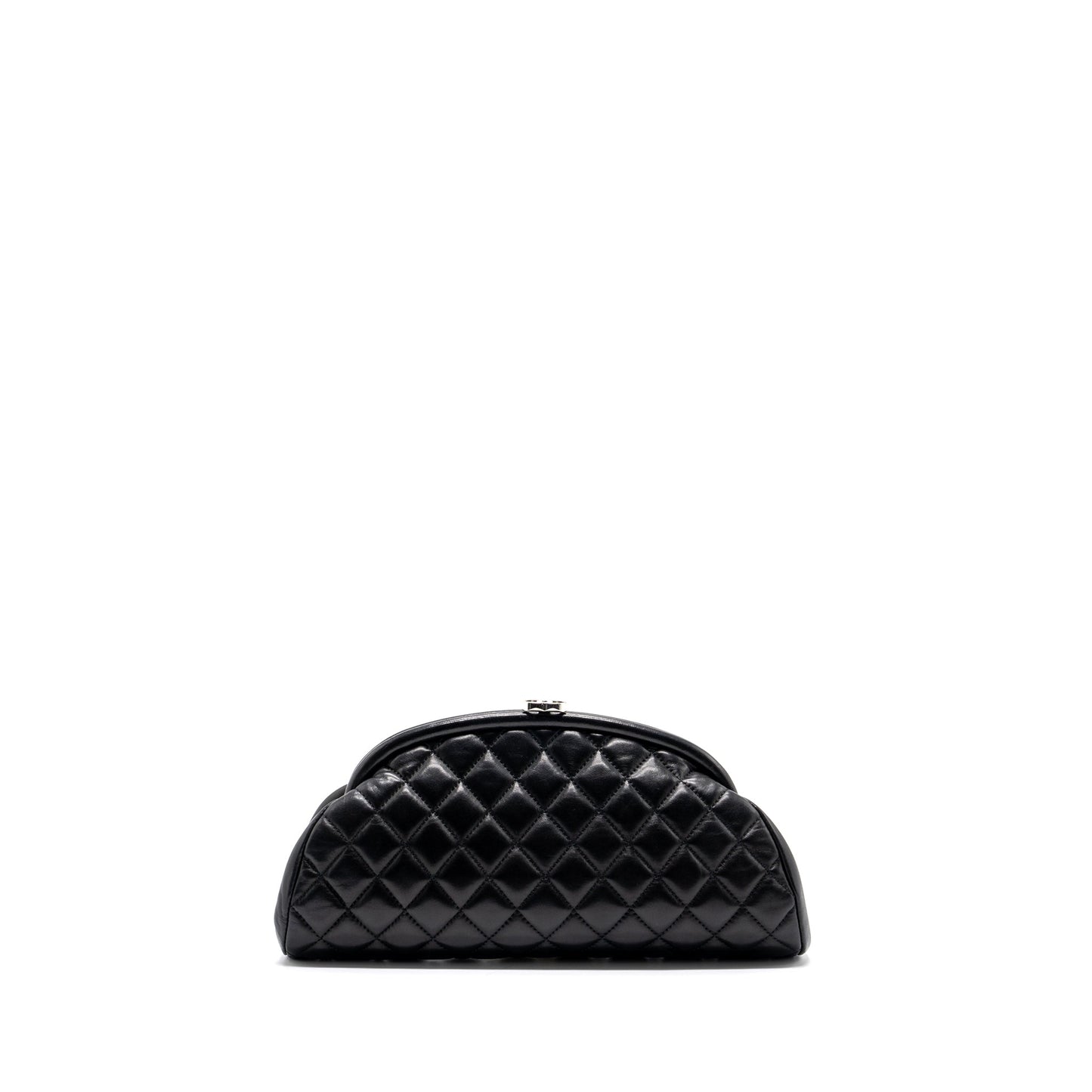 Chanel timeless kiss evening lambskin SHW Black Lock Clutch Bag