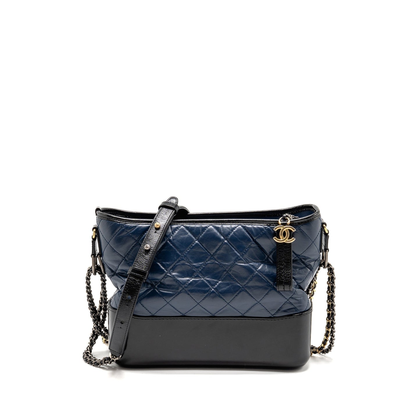 Chanel Gabrielle Hobo Aged Calfskin Navy Multicoloured Black Shoulder Bag
