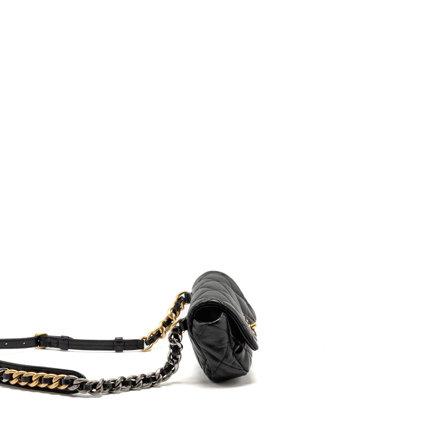 Chanel 19 Waist Goatskin Hardware Multicolour Black Handbag