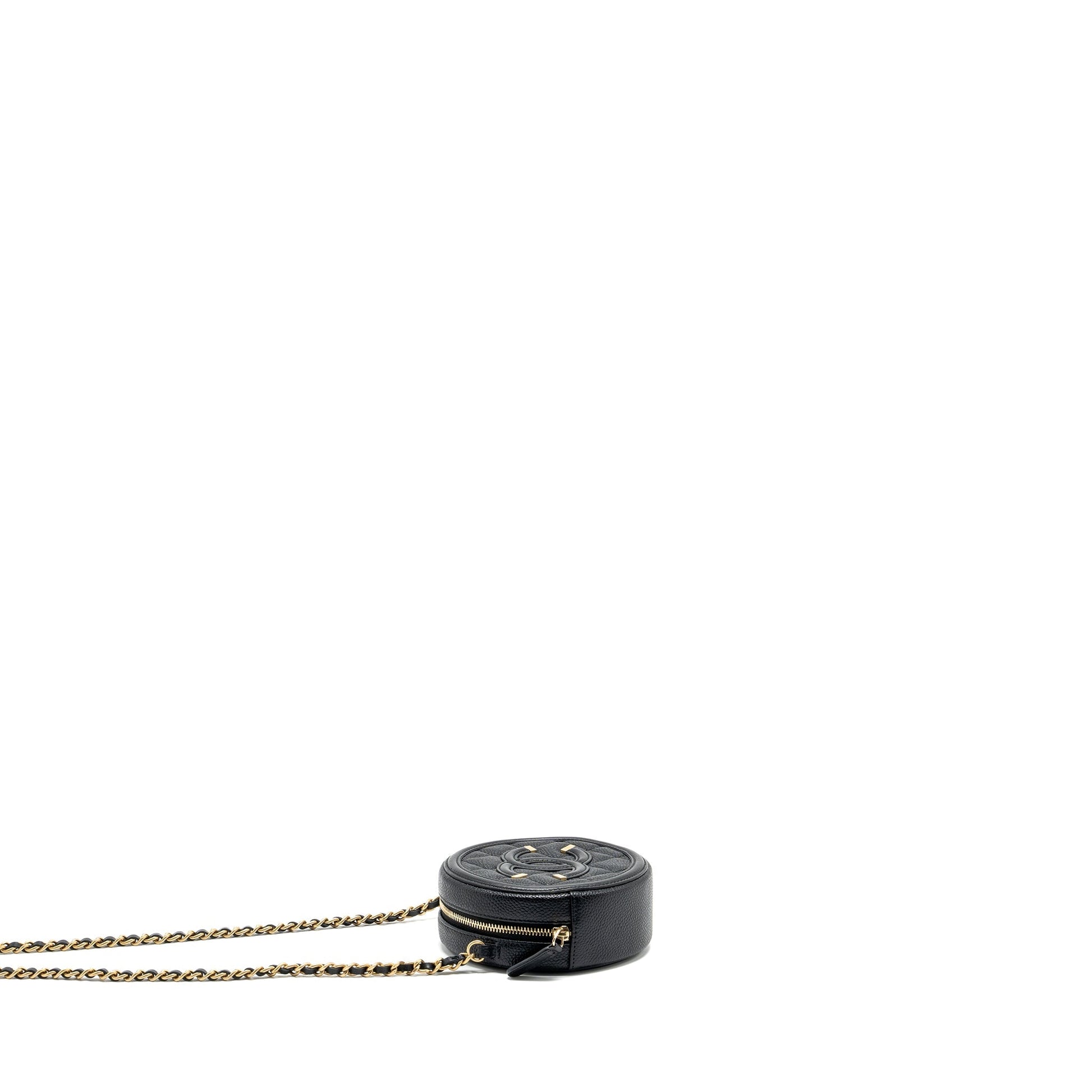 Chanel CC Filigree Quilted Round Caviar GHW Black Crossbody Bag