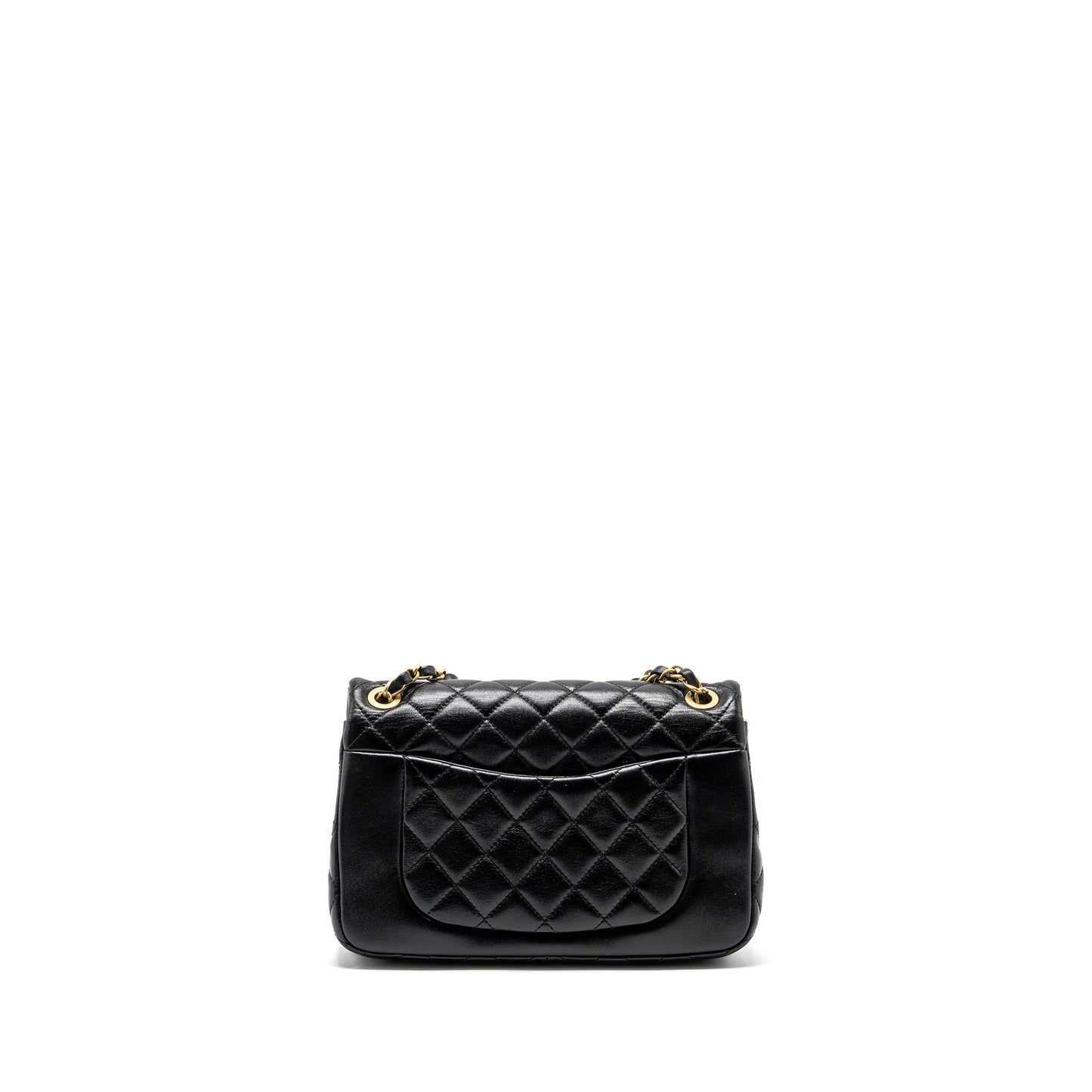 Chanel Quilted Flap Lambskin GHW Microchip Black Shoulder Bag