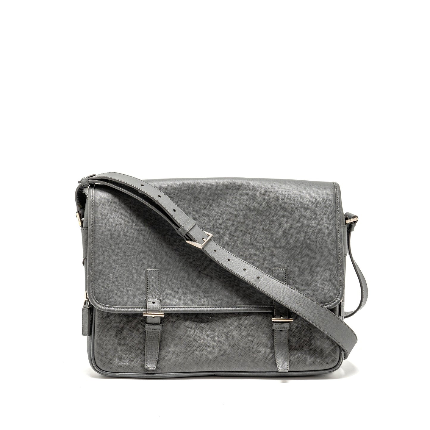Prada Messanger Purse Caviar Grey Handbag Flap Travel Bag