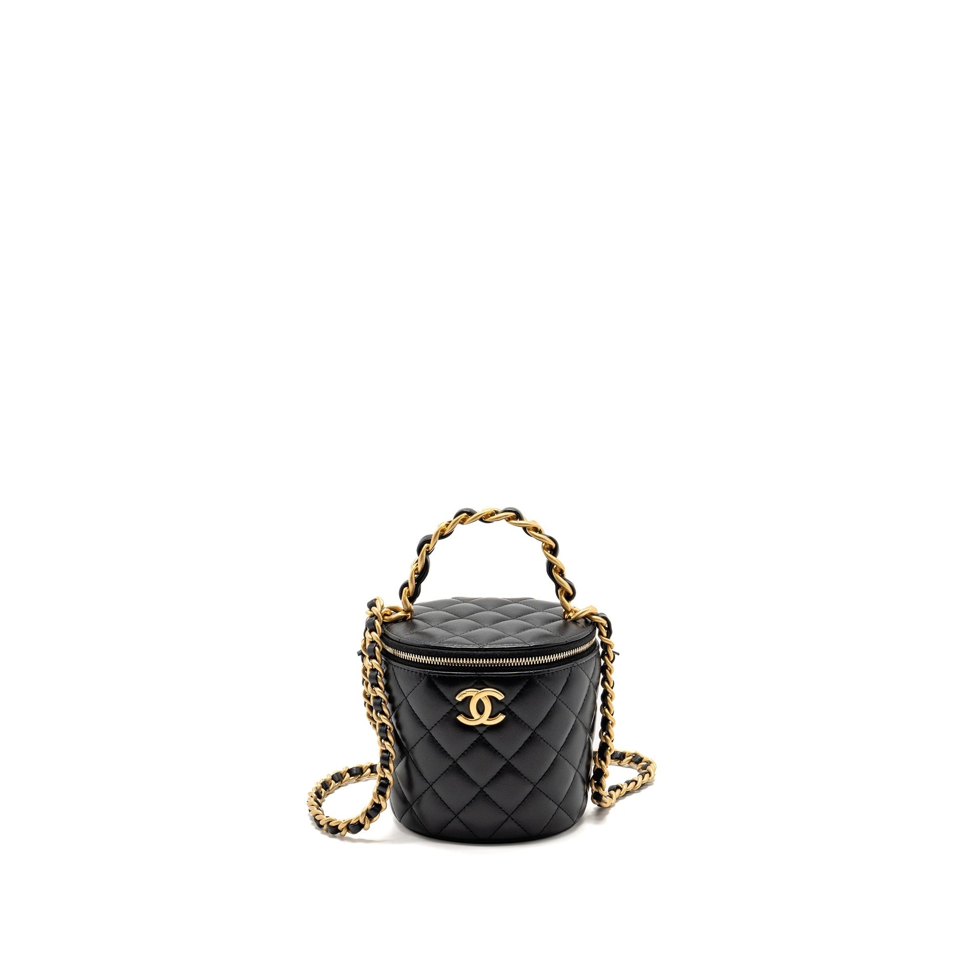 Chanel Afternoon Tea Top Handle Vanity Lambskin Black Handbag