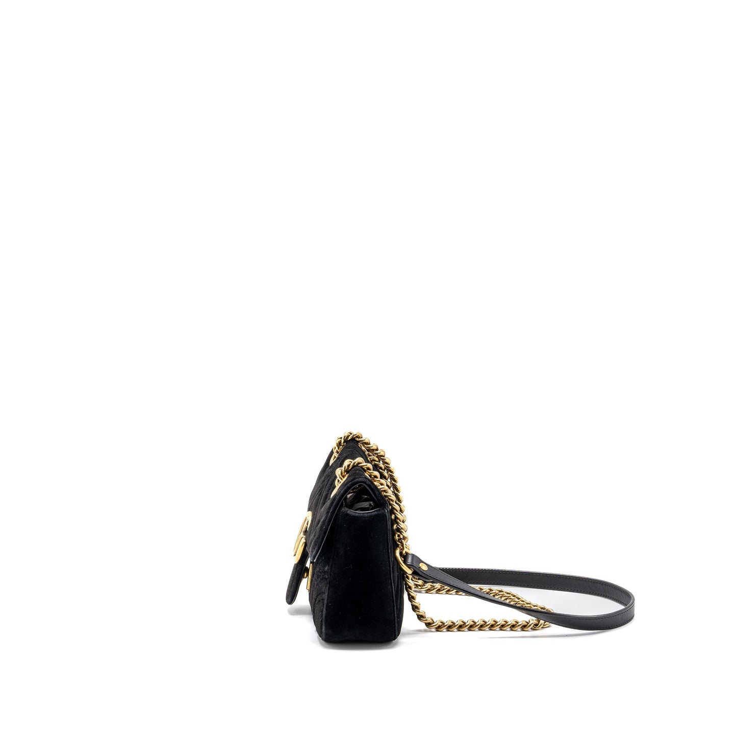 Gucci Marmont Velvet Handbag Black Mini Travel Bag Ghw 1
