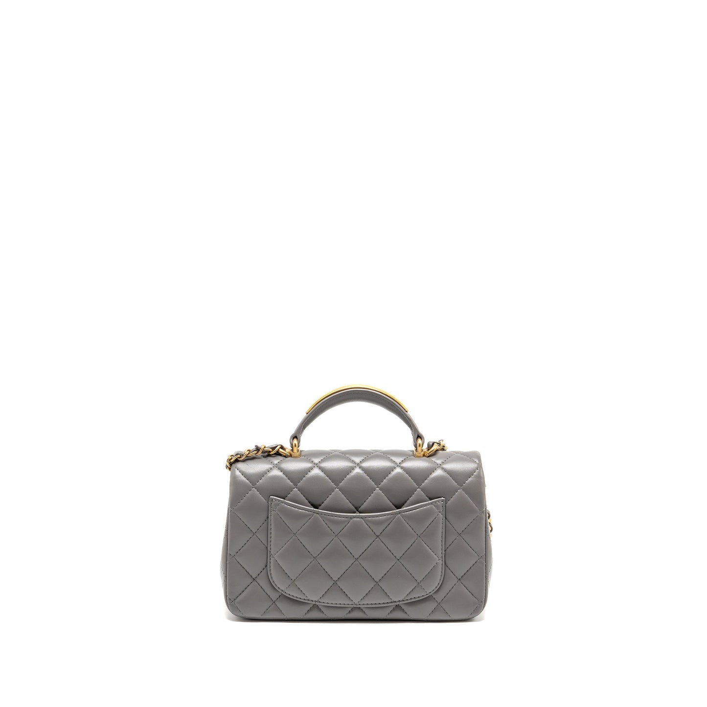 Chanel 22k g Lambskin GHW Microchip Grey Shoulder Bag Ghw Microchip