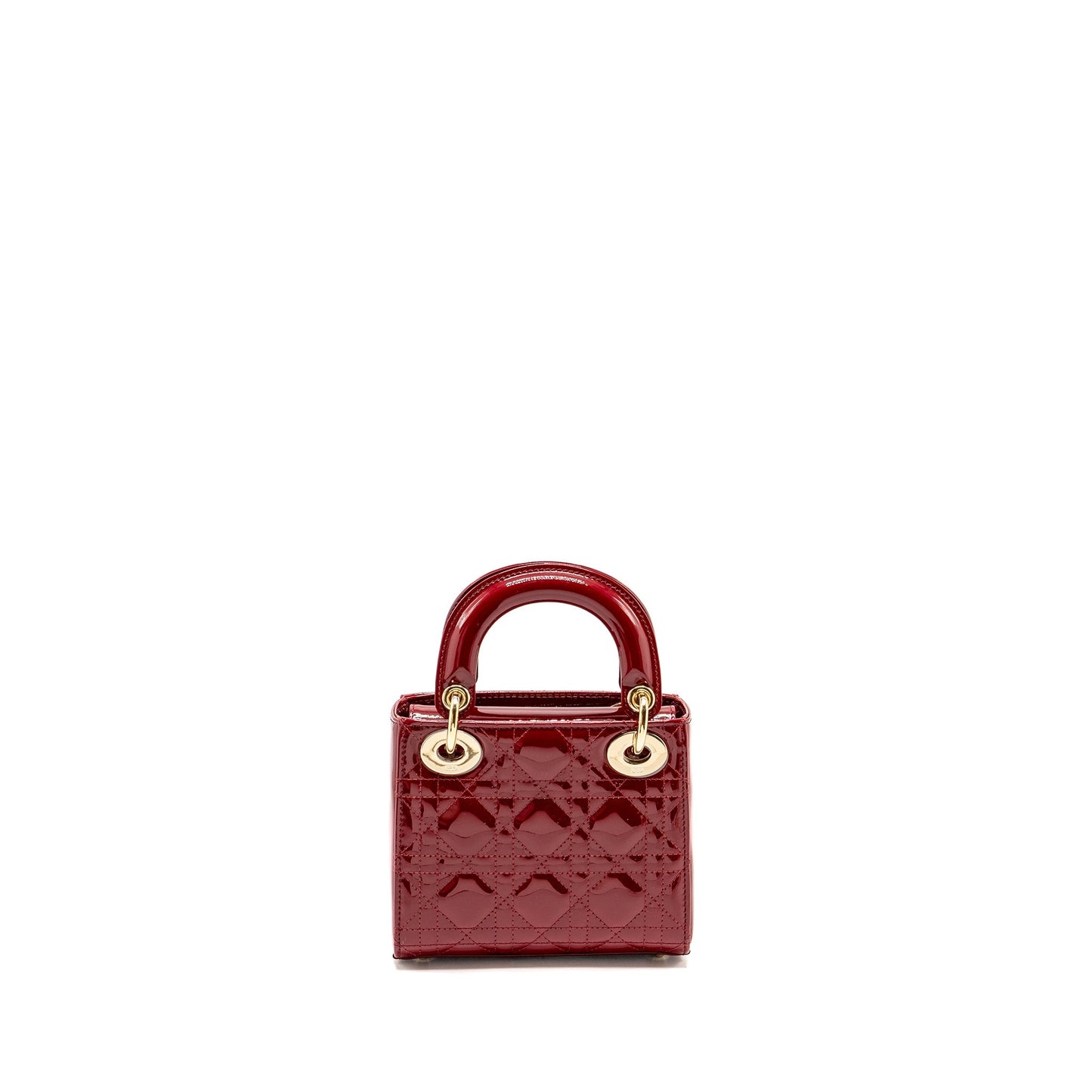 Dior Lady Patent Handbag Red Mini Travel Bag Red Handbag