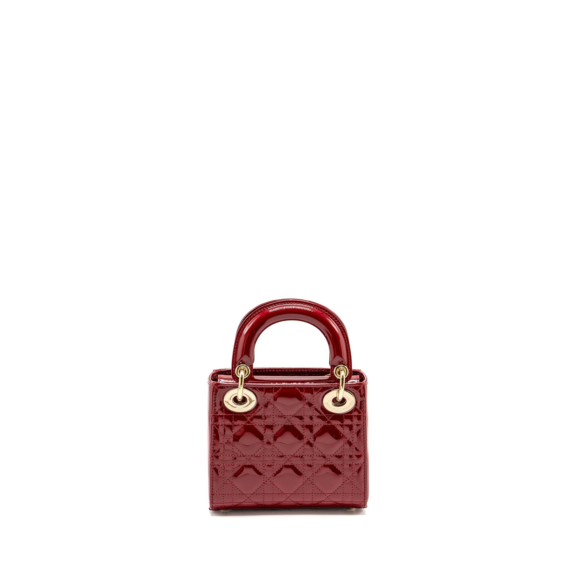 Dior Lady Patent Handbag Red Mini Travel Bag Red Handbag