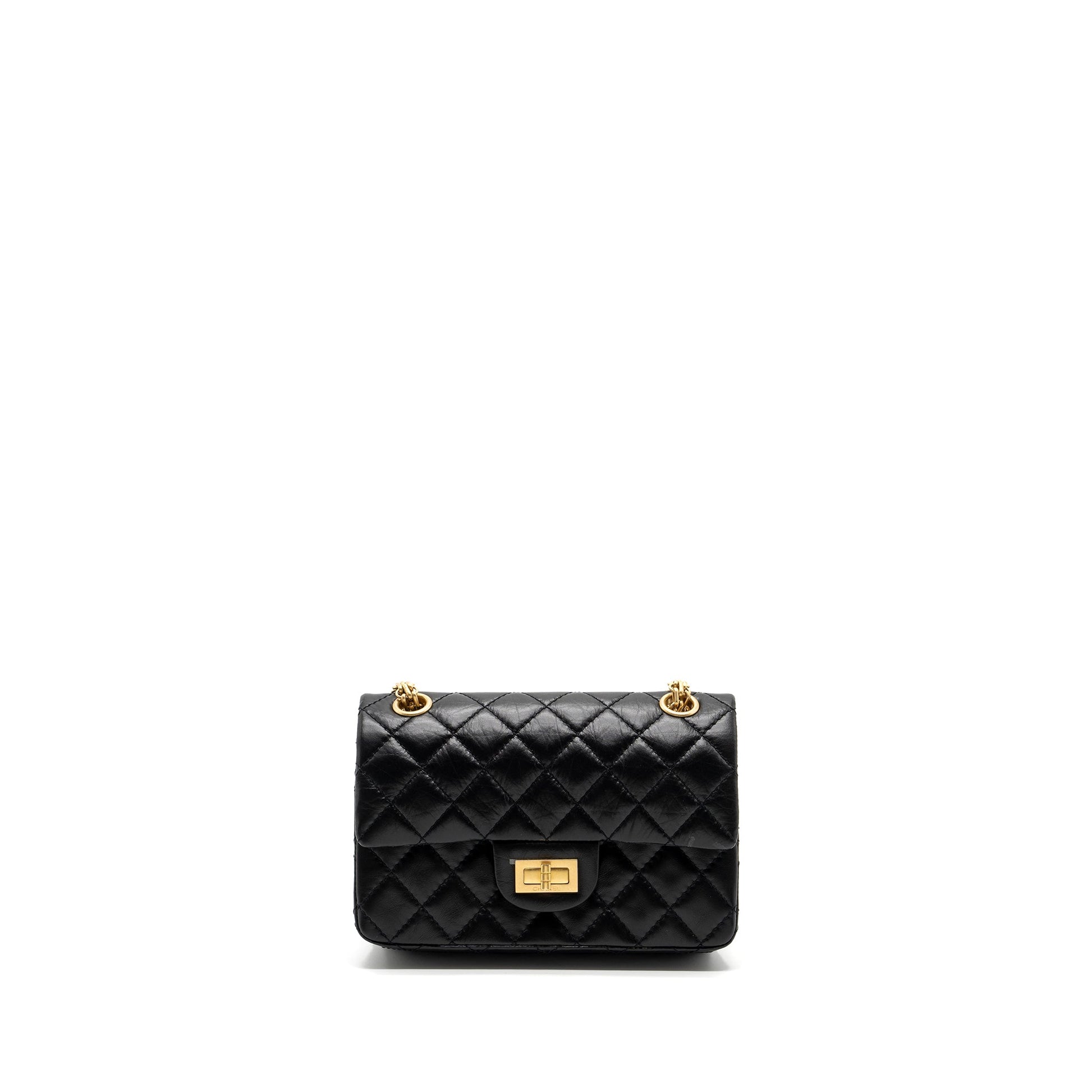 Chanel 2.55 Reissue Flap Aged Calfskin Brushed Black Shoulder Bag Ghw Microchip