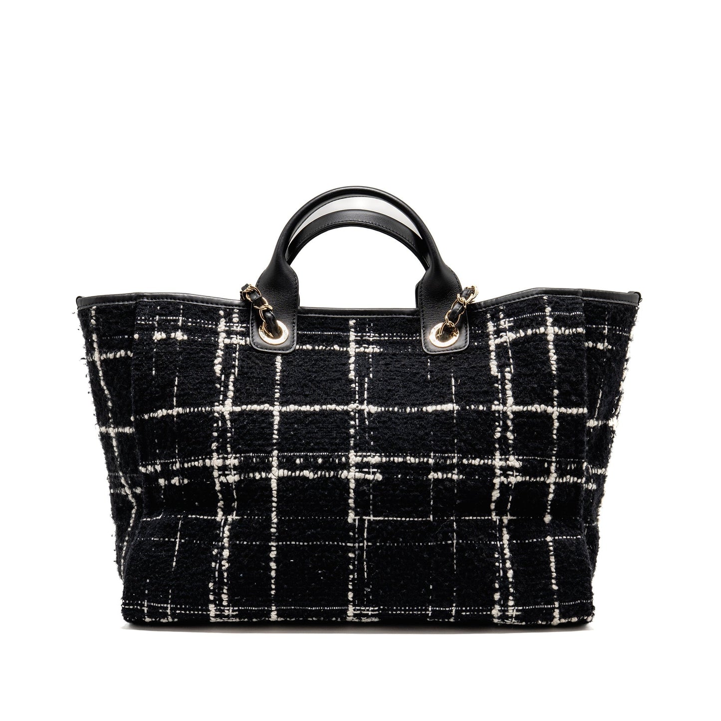 Chanel Deauville tweed LGHW microchip Multicolor Black Tote Bag