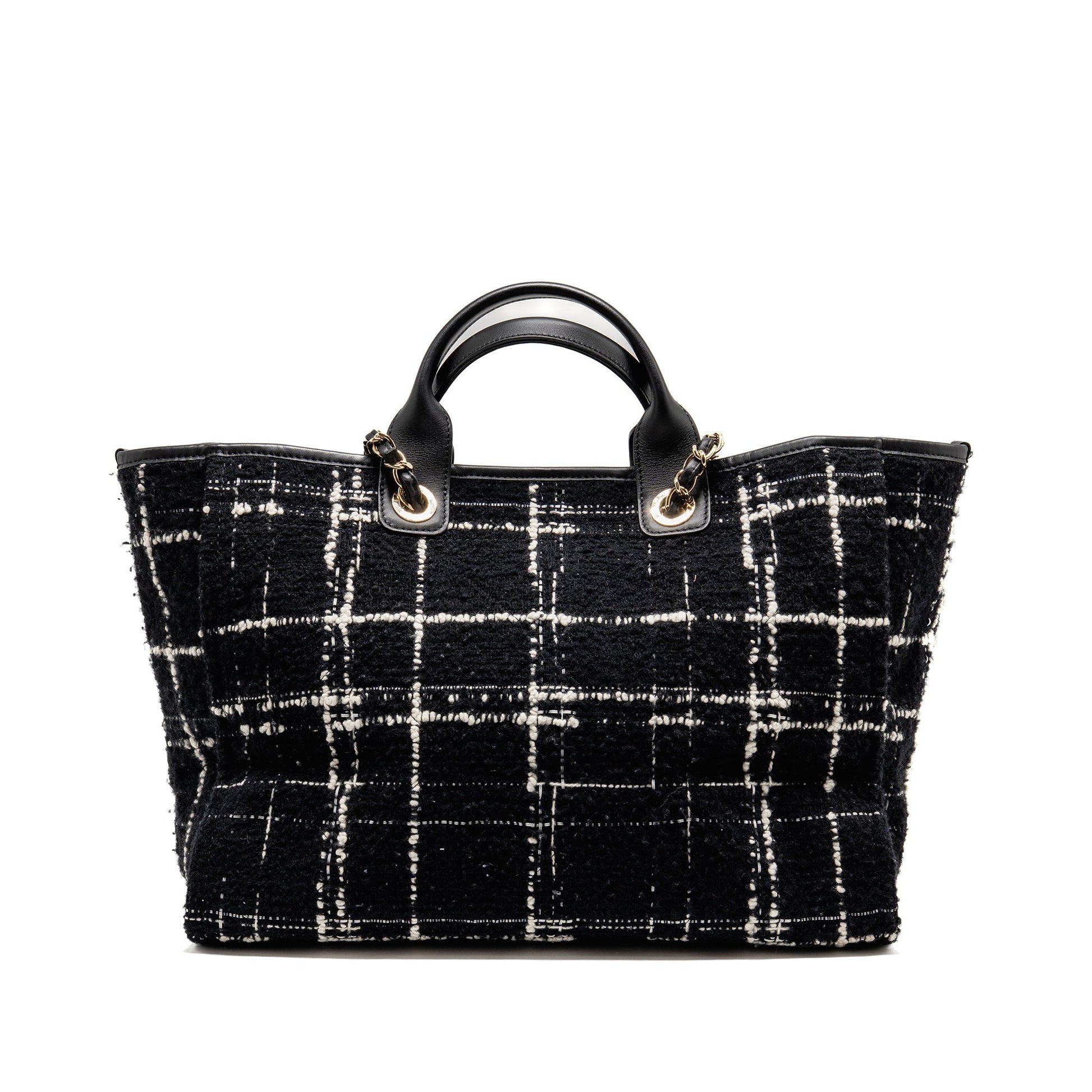 Chanel Deauville tweed LGHW microchip Multicolor Black Tote Bag