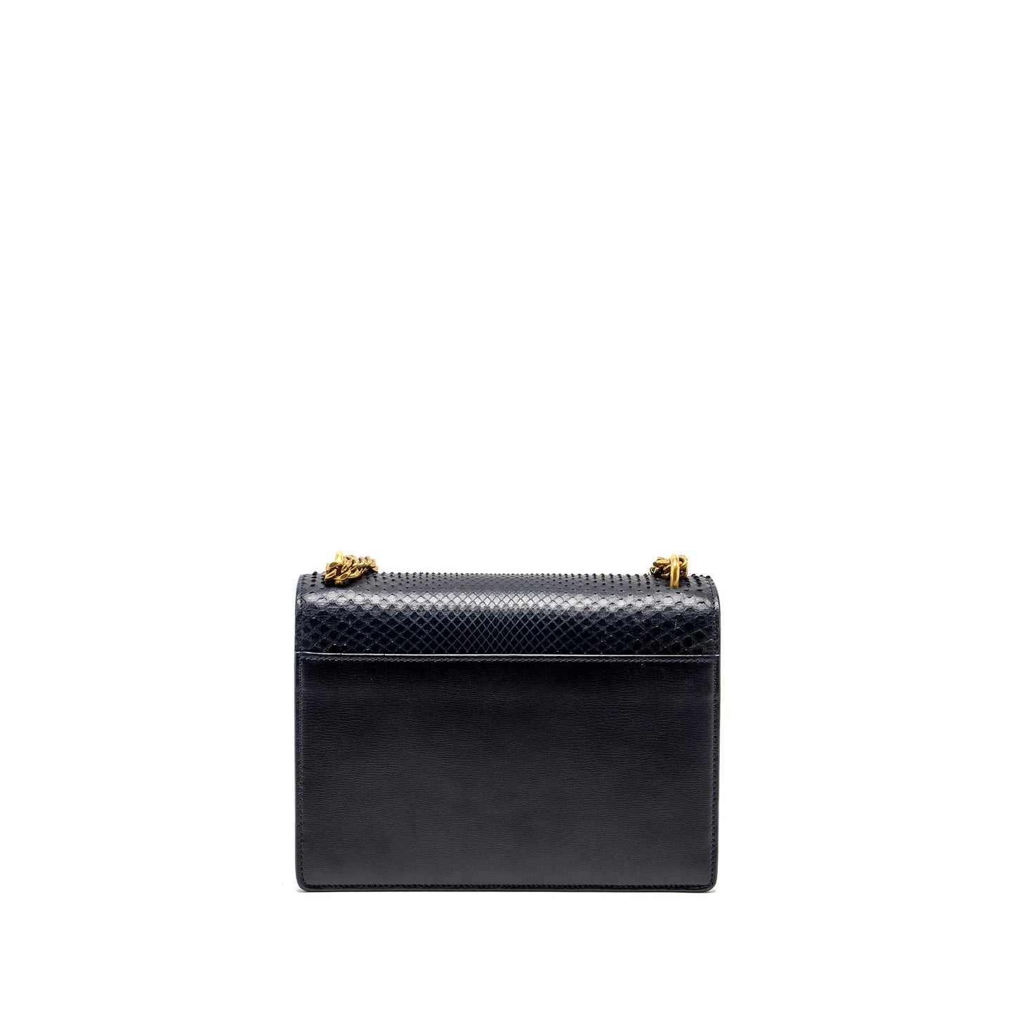 YSL Saint Laurent Sunset Purse Python Navy Travel Bag Suede