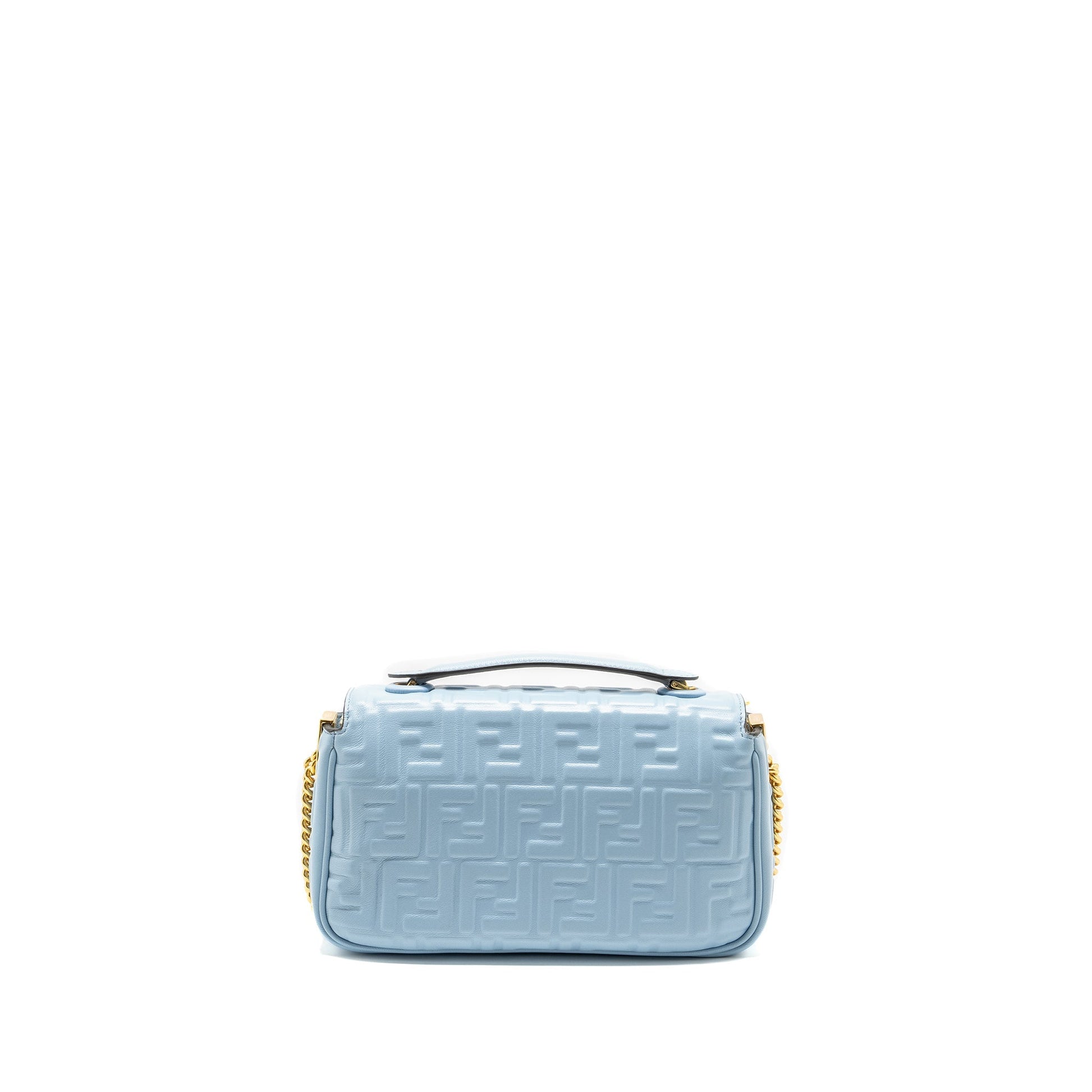Fendi Baguette Midi Nappa Light Handbag Blue Chain Shoulder Bag