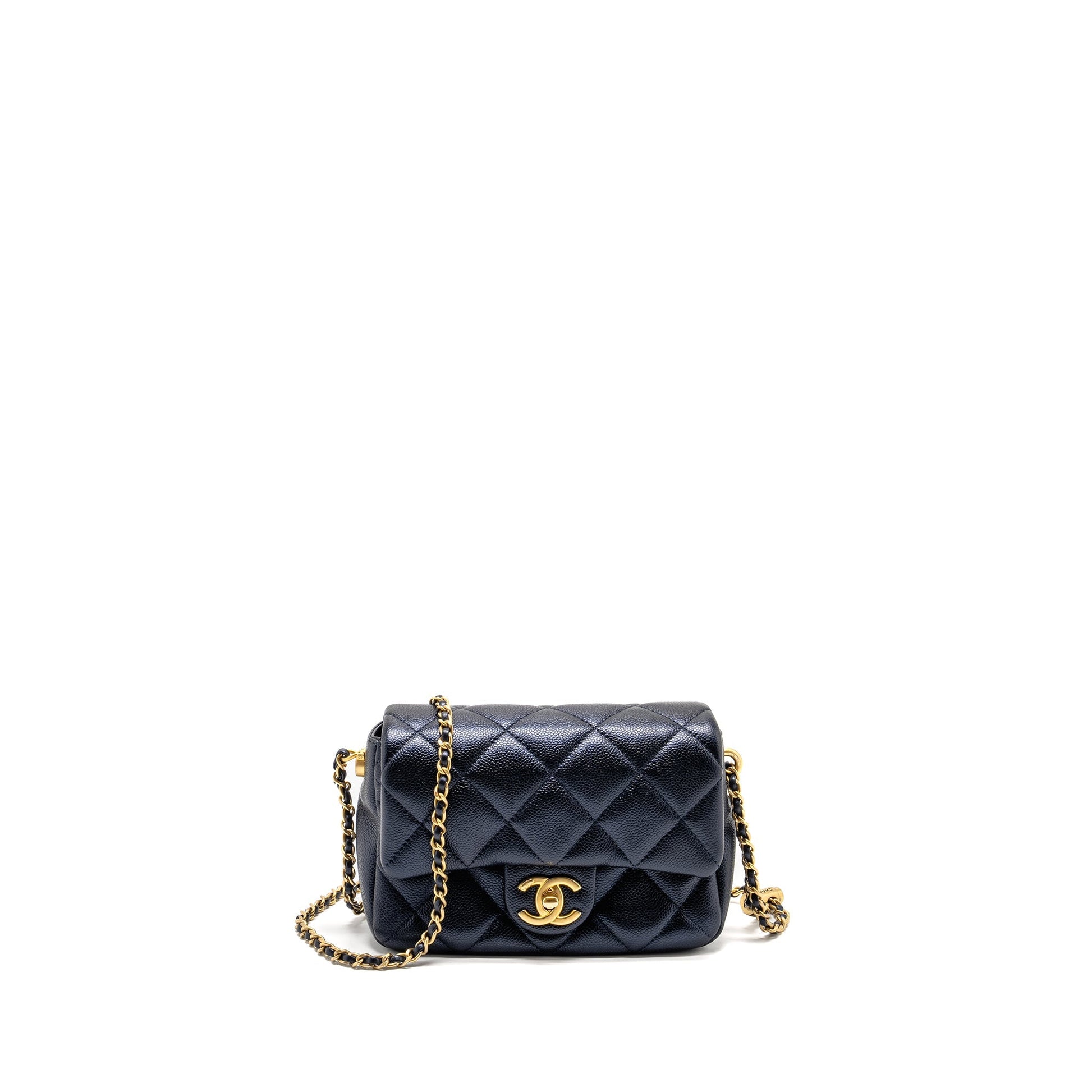 Chanel 21K My Perfect Flap Caviar Iridescent Black Shoulder Bag