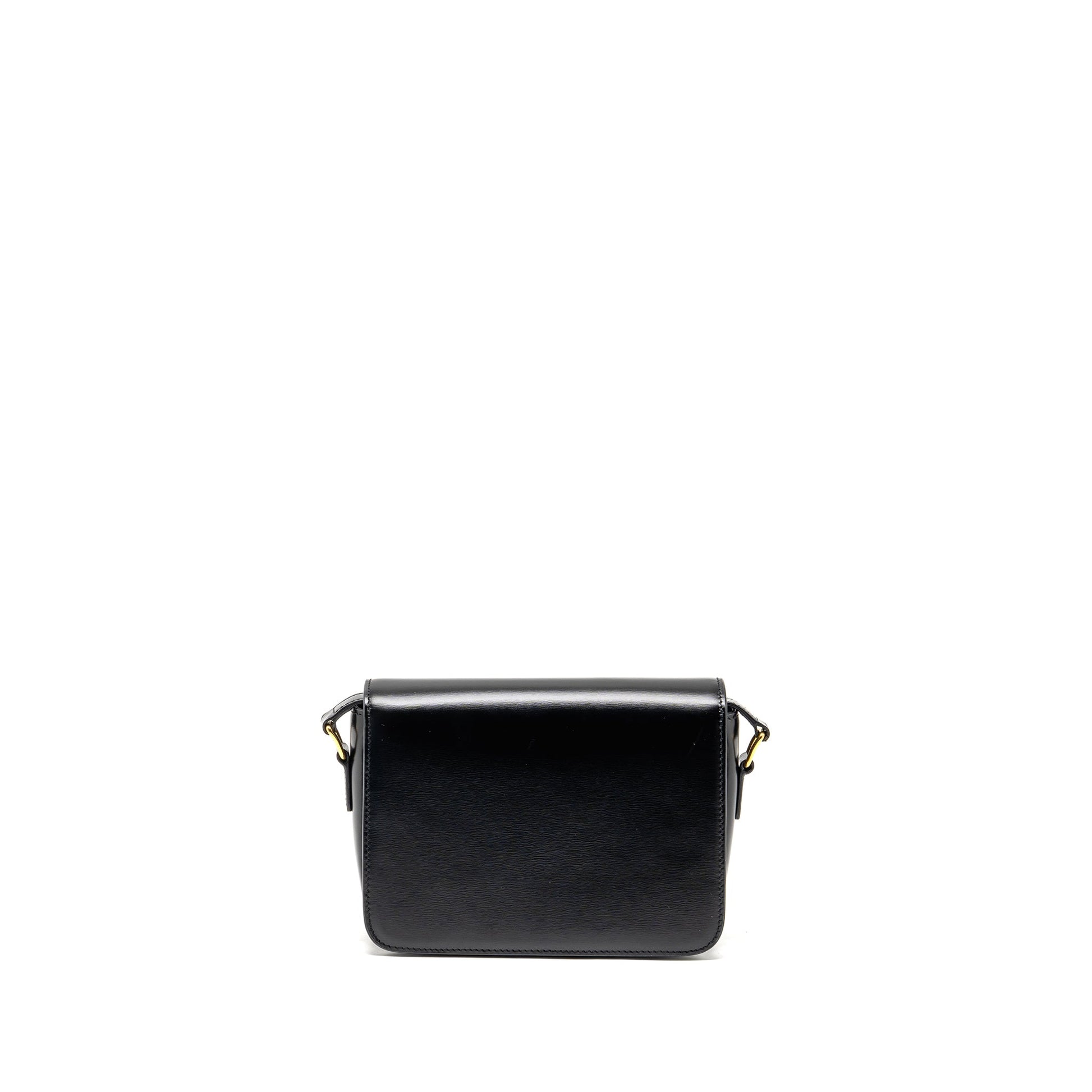Celine Teen Triomphe Purse Shiny Calfskin Handbag Black Travel Bag