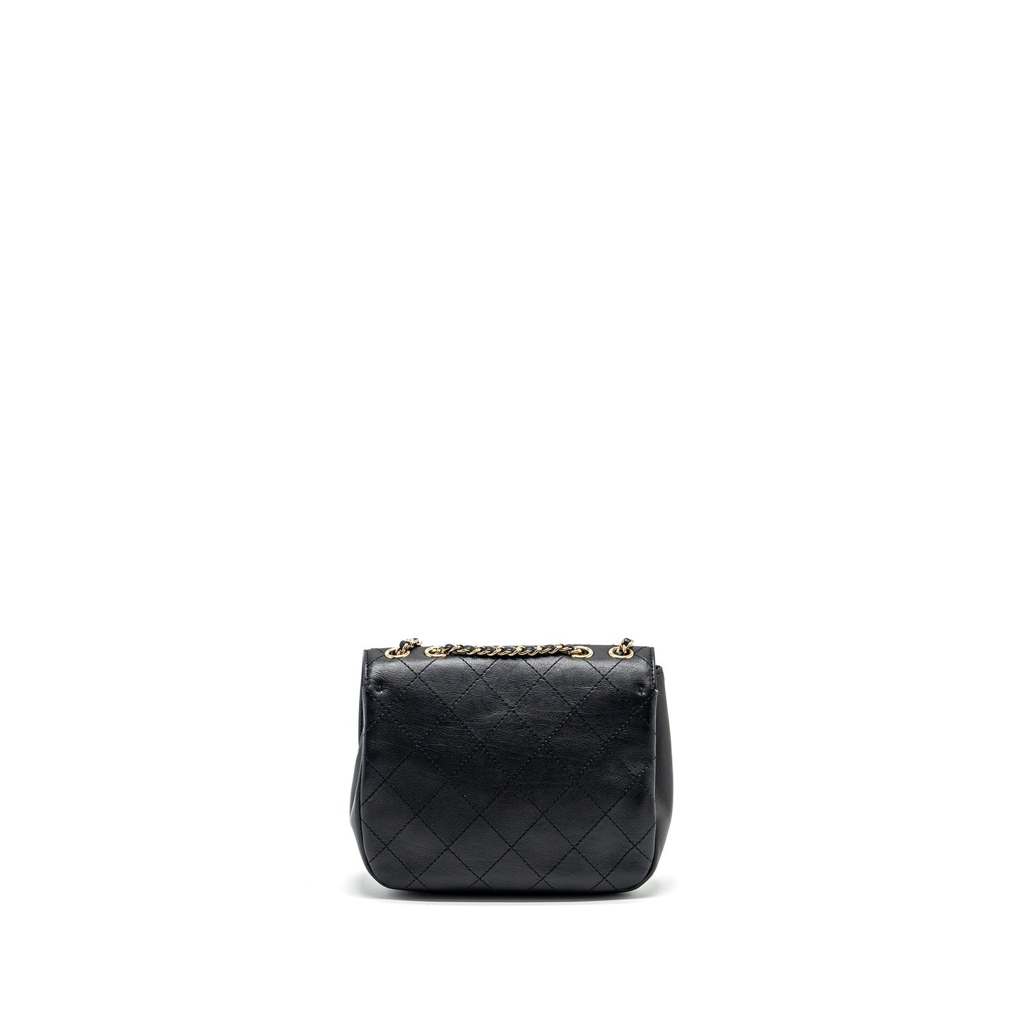 Chanel half moon quilted flap Grained Calfskin Black Shoulder Bag