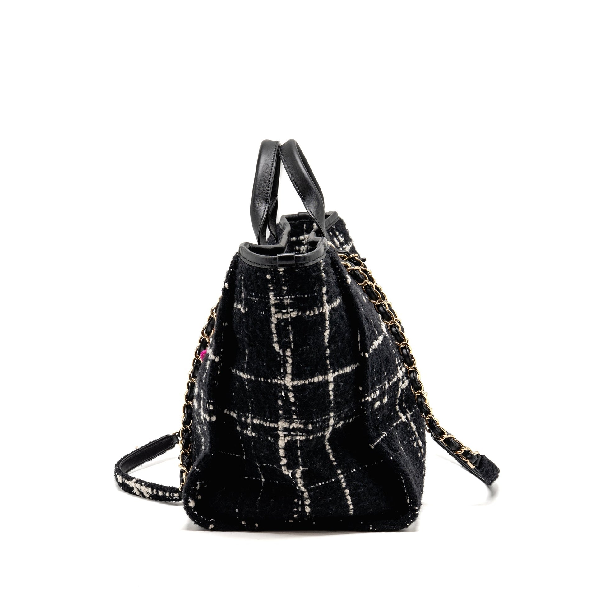 Chanel Deauville tweed LGHW microchip Multicolor Black Tote Bag