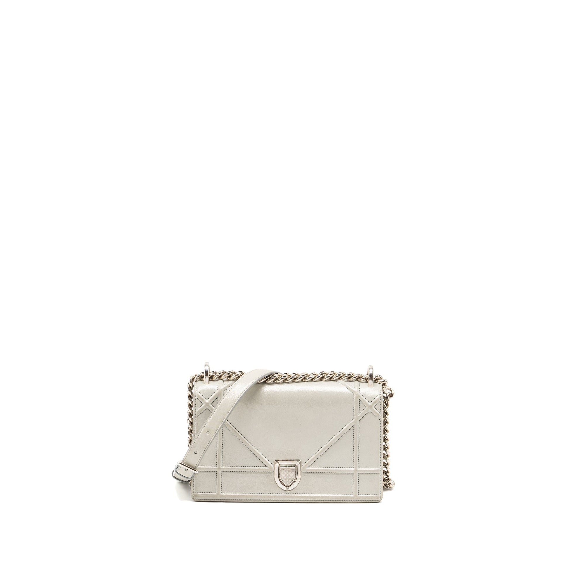 Dior ama Iridescent Pearl Grey Handbag Leather Small Travel Bag