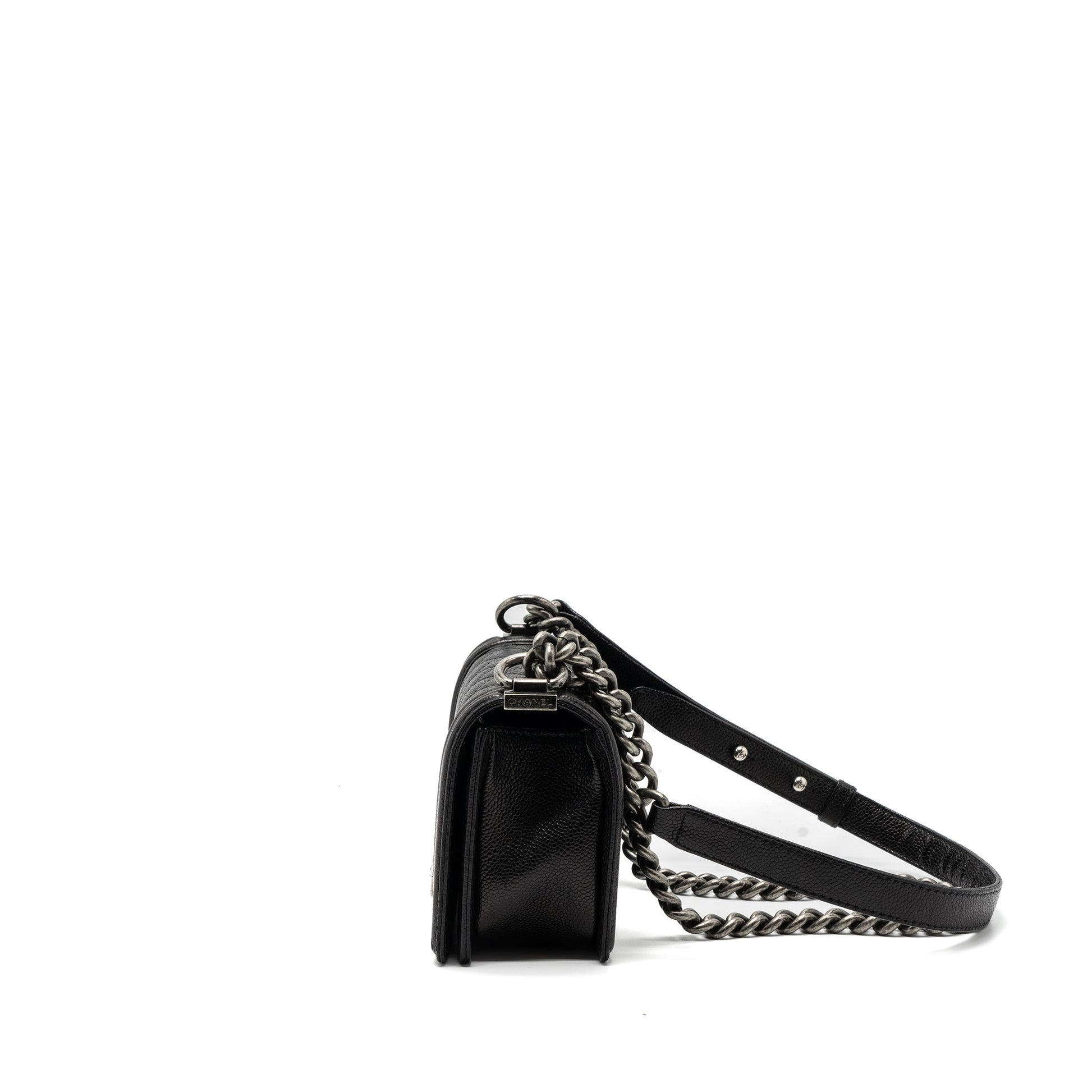 Chanel boy caviar ruthenium hardware Black Small Handbag