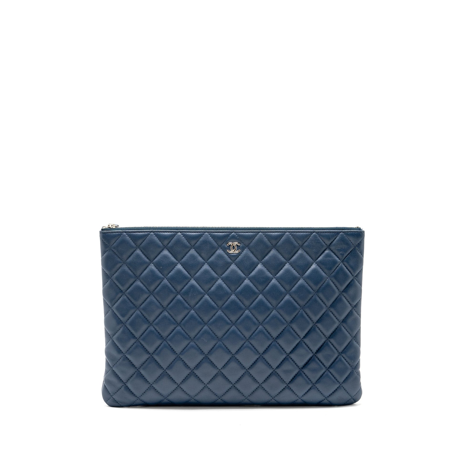 Chanel Classic Quilted Lambskin Navy SHW Clutch Bag