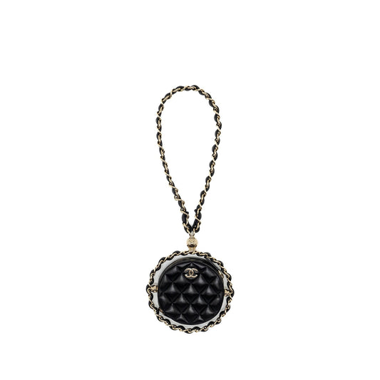 Chanel 22C Round Lambskin GHW Black Clutch Bag