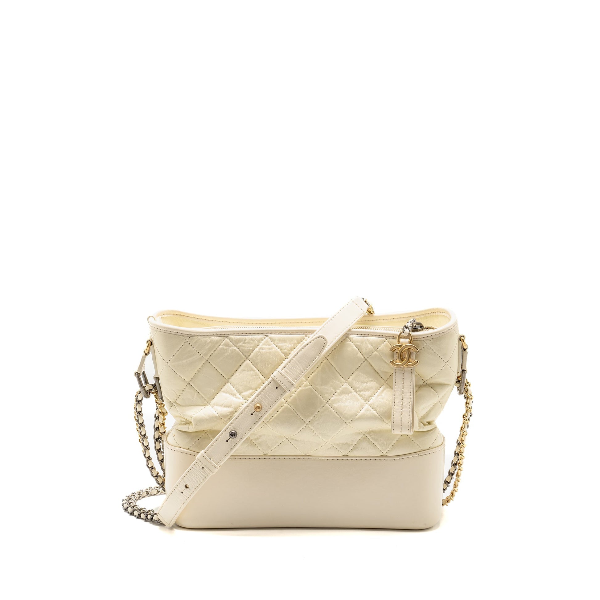 Chanel Gabrielle Hobo Aged Calfskin Hardware Multicolour White Shoulder Bag