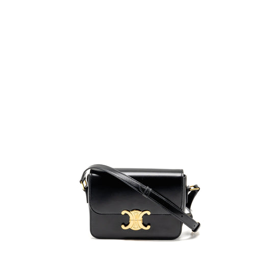 Celine Teen Triomphe Purse Shiny Calfskin Handbag Black Travel Bag