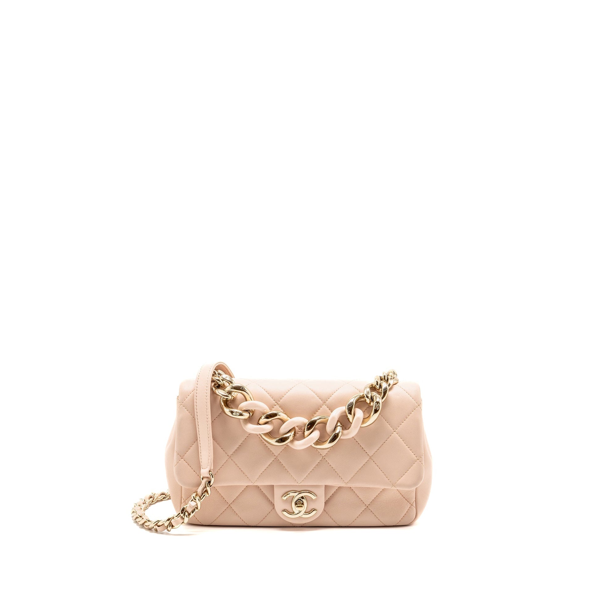 Chanel Giant Top Handle Rectangular Flap Lambskin Pink Shoulder Bag