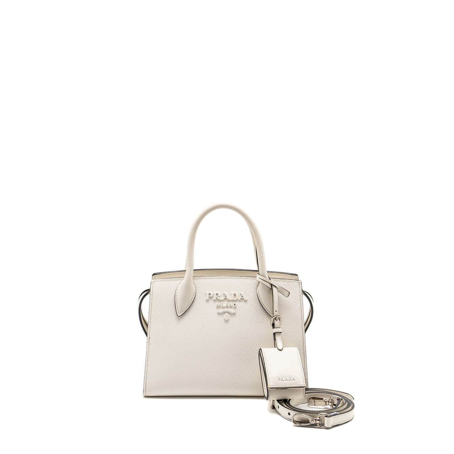 Prada Saffiano Monochrome Purse Handbag White Travel Bag