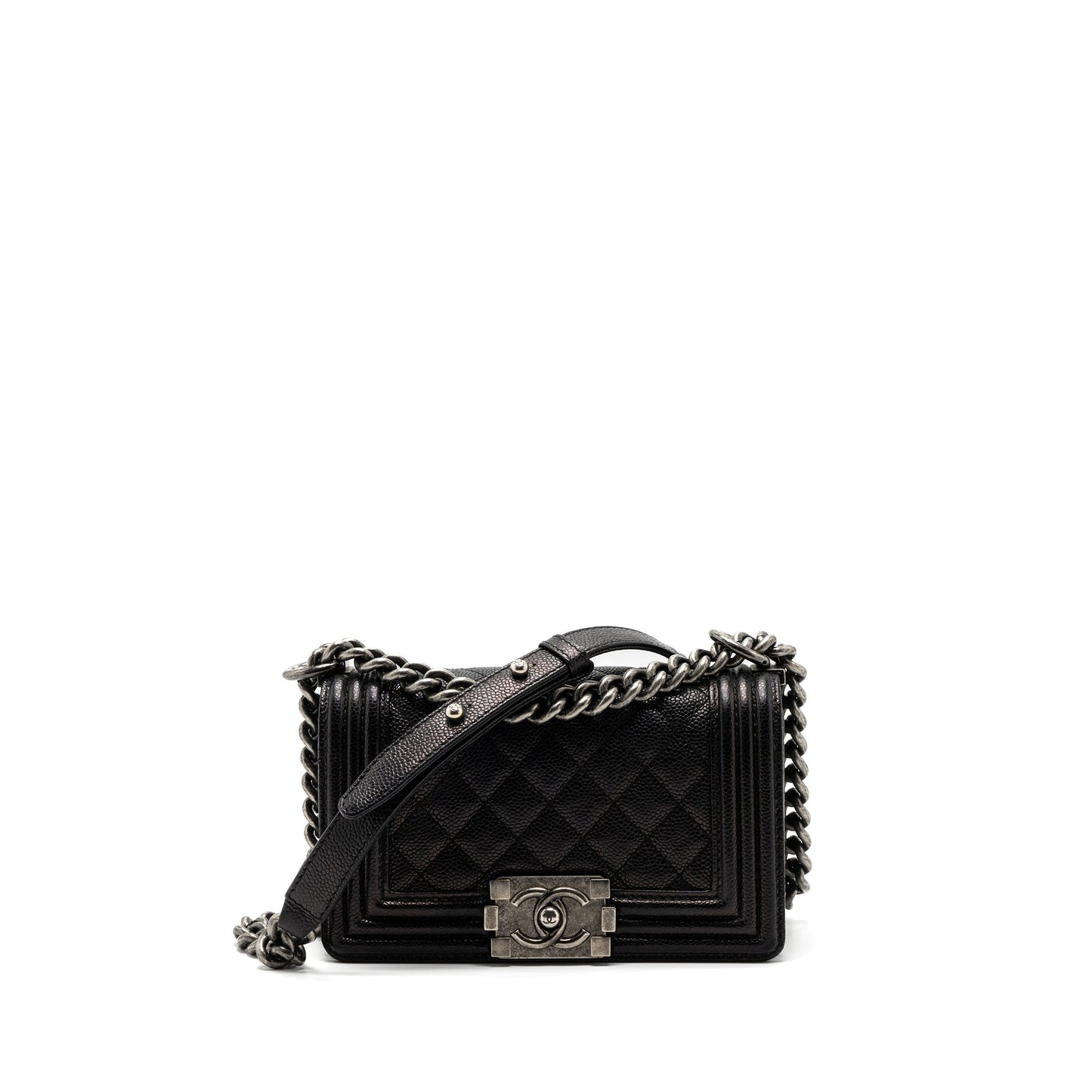 Chanel boy caviar ruthenium hardware Black Small Handbag