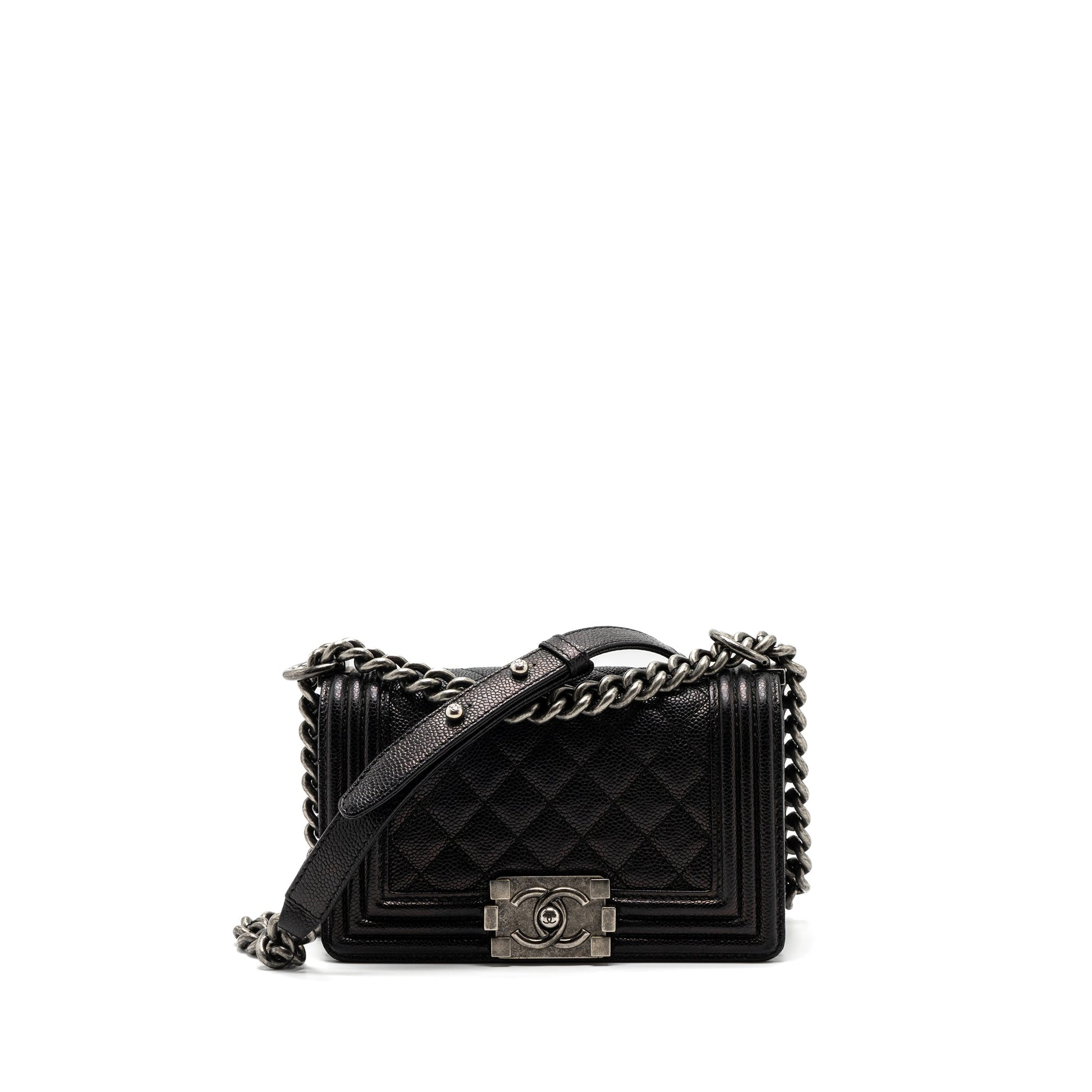 Chanel boy caviar ruthenium hardware Black Small Handbag