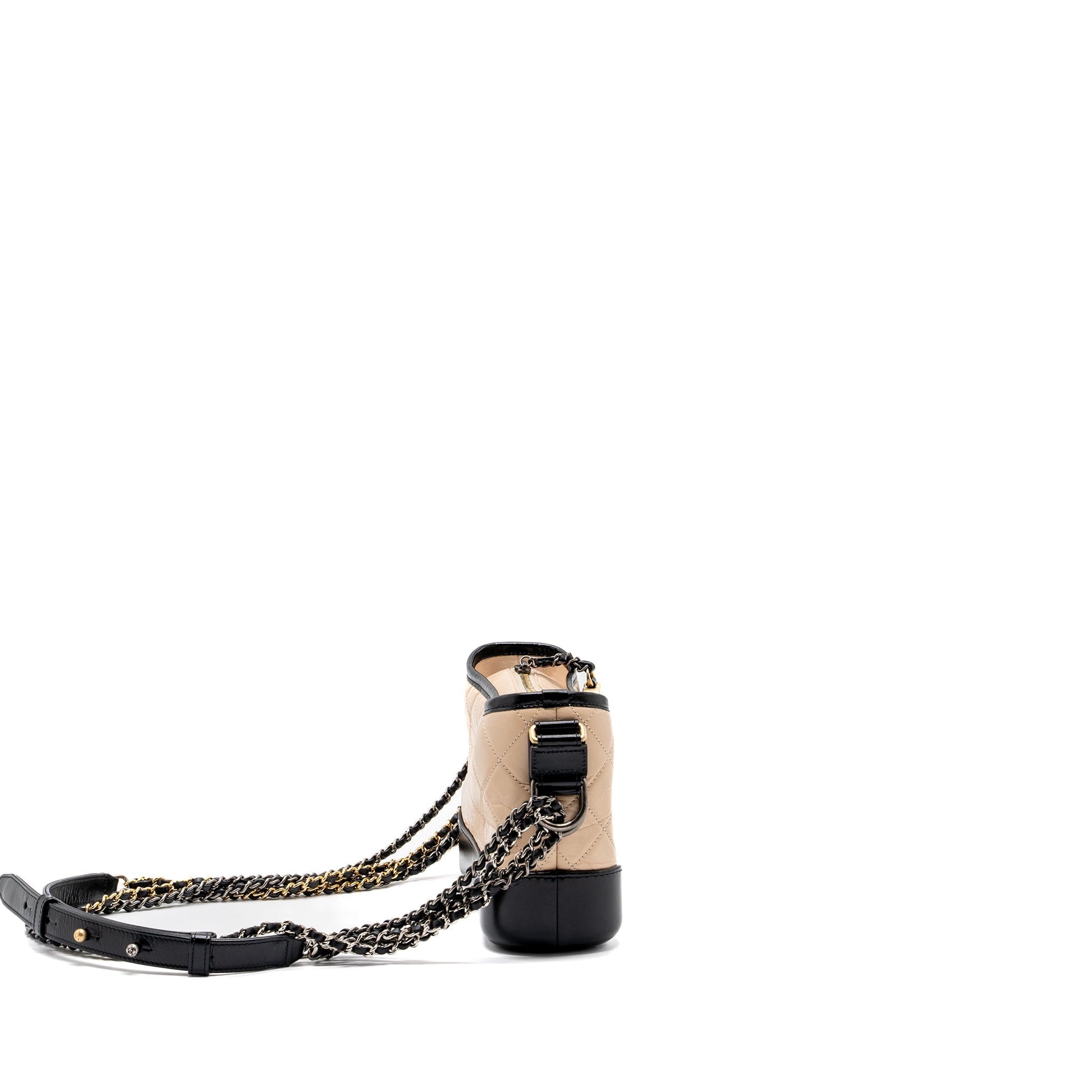 Chanel Gabrielle hobo calfskin hardware Multicolor Black Beige Small Shoulder Bag