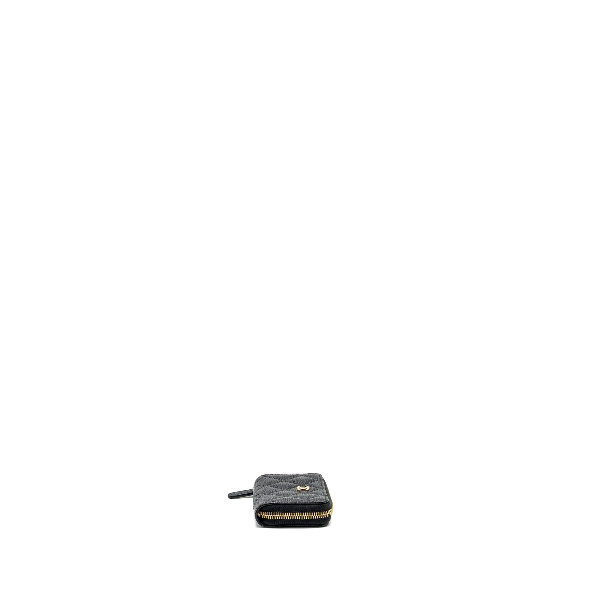 Chanel Zip Card Holder Caviar GHW Black Wallet Case