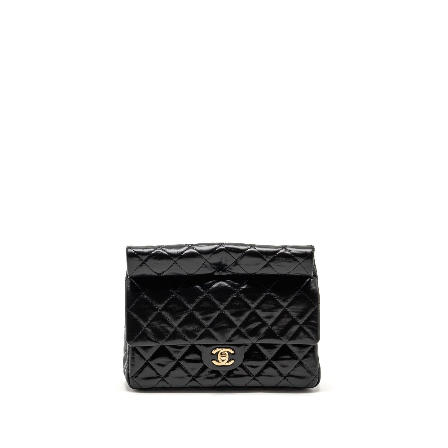 Chanel 23A quilted flap calfskin LGHW microchip Black Clutch Bag