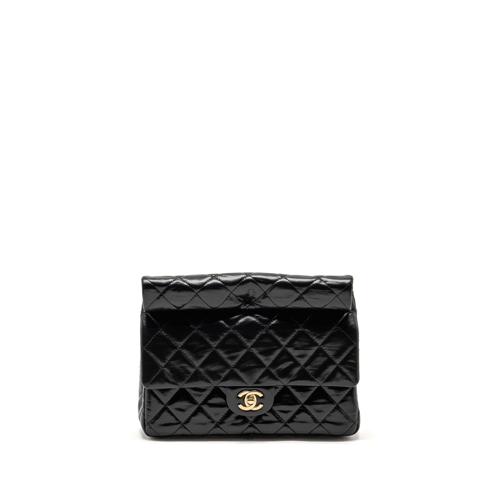 Chanel 23A quilted flap calfskin LGHW microchip Black Clutch Bag