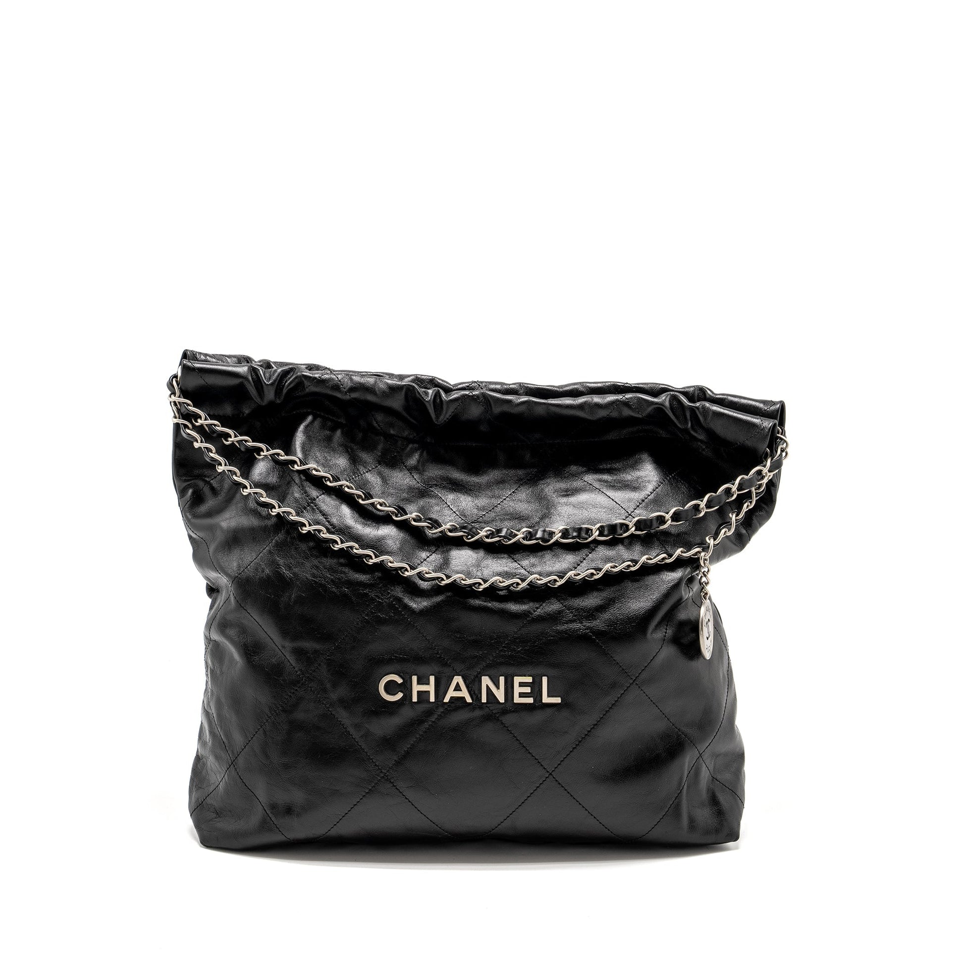 Chanel 22 Shiny Calfskin SHW microchip Black Handbag