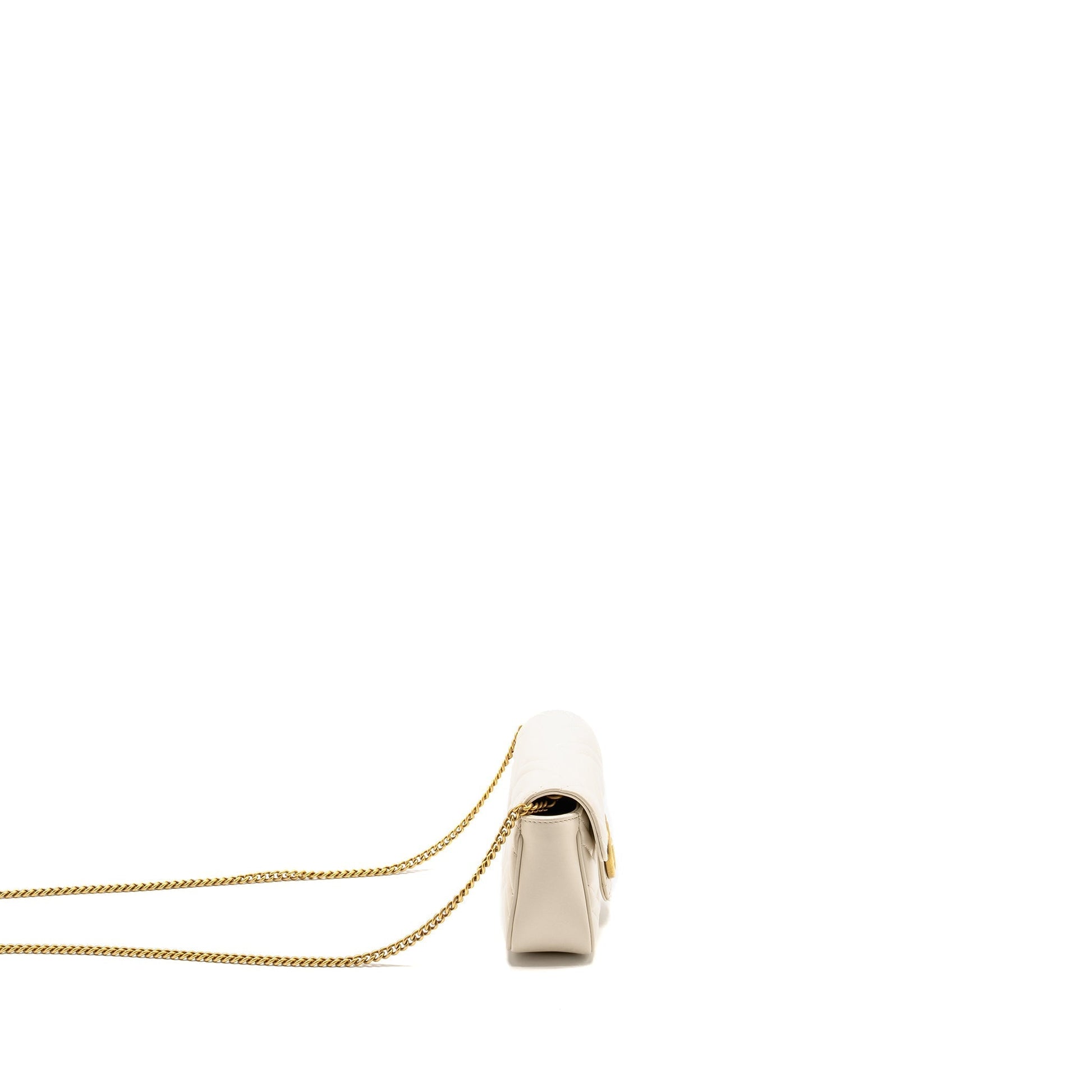 Gucci Marmont Super Calfskin Handbag White Mini Travel Bag