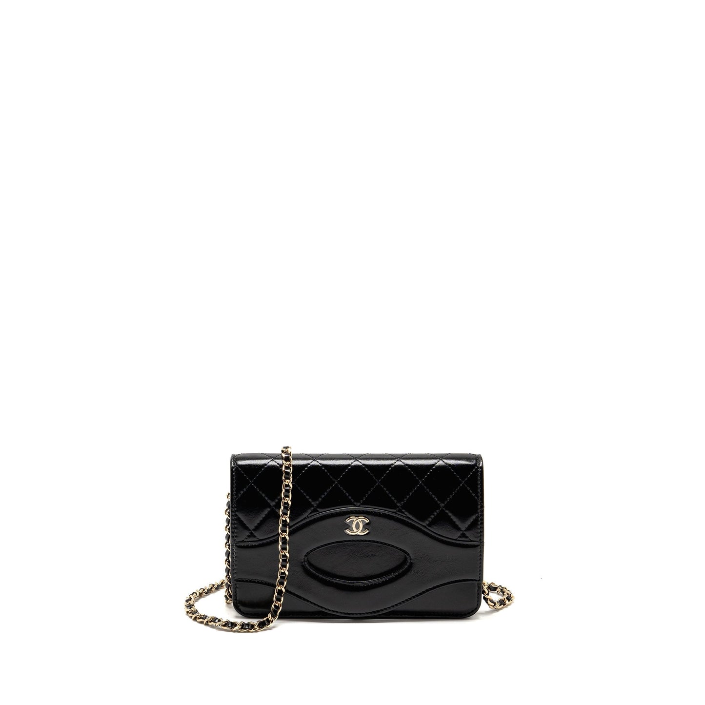 Chanel 24c 31 On Shiny Calfskin LGHW Black Wallet Case