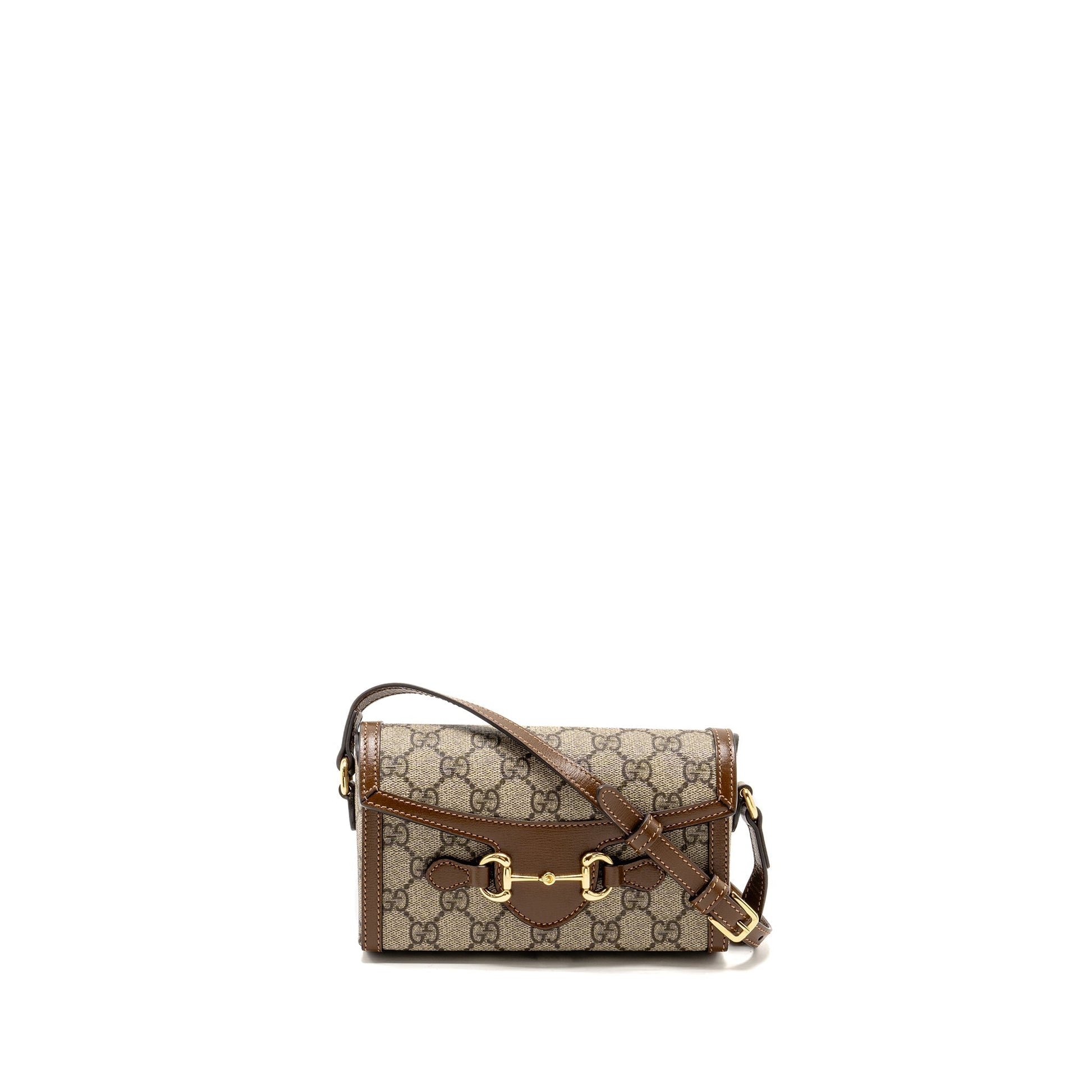 Gucci Horsebit Mini Bag Supreme Dark Canvas Brown Travel Bag
