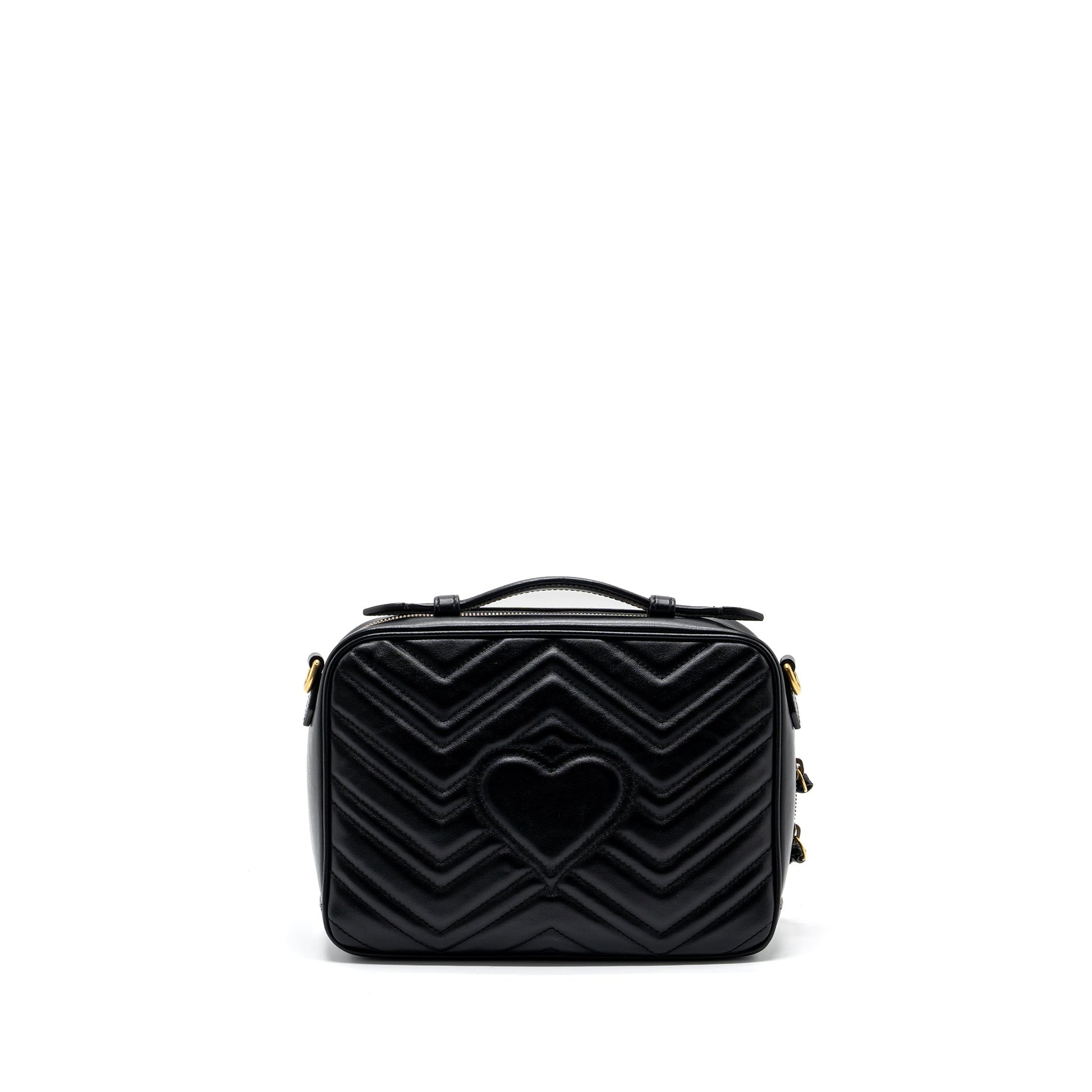 Gucci Marmont Shoulder Bag Calfskin Matelasse Black Black Ghw
