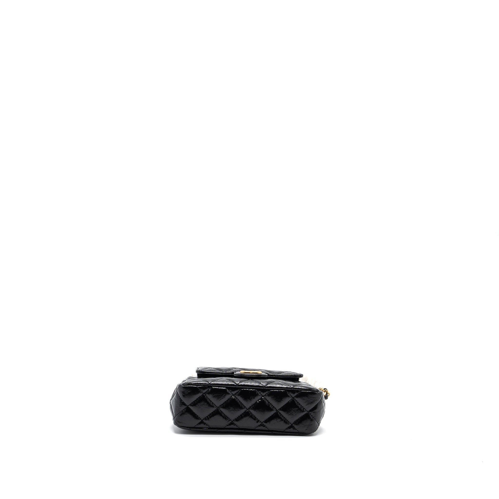 Chanel 23C HOBO Shiny Calfskin GHW Microchip Black Small Shoulder Bag
