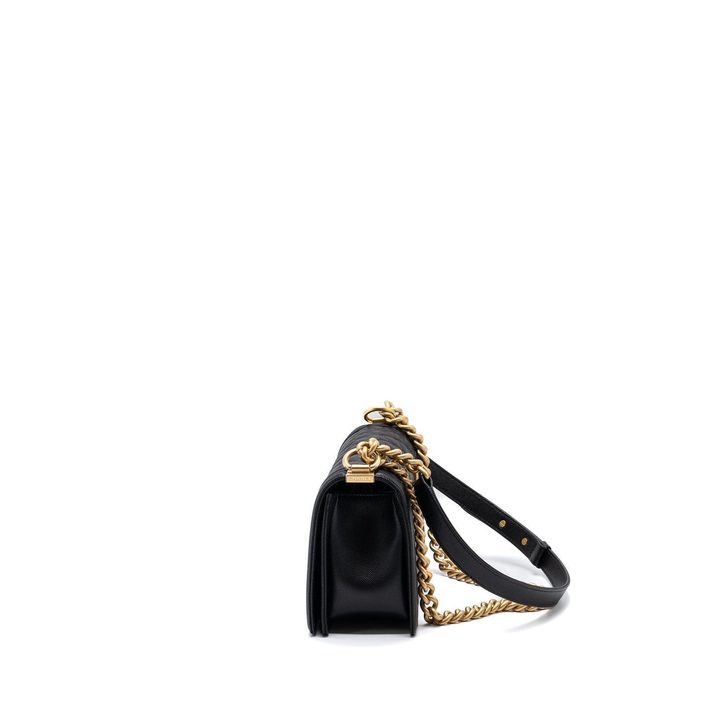 Chanel Classic Boy Caviar Brushed GHW microchip Black Handbag