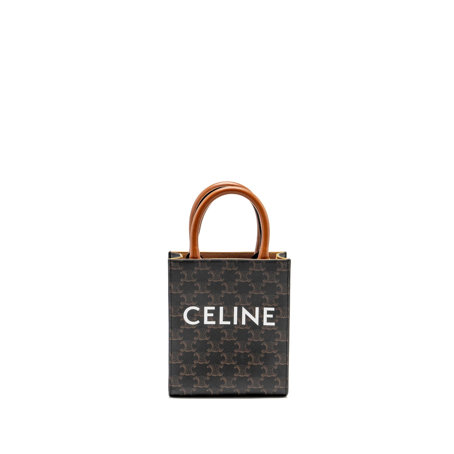 Celine Vertical Cabas Triomphe Multicolour Handbag Canvas Brown Travel Bag