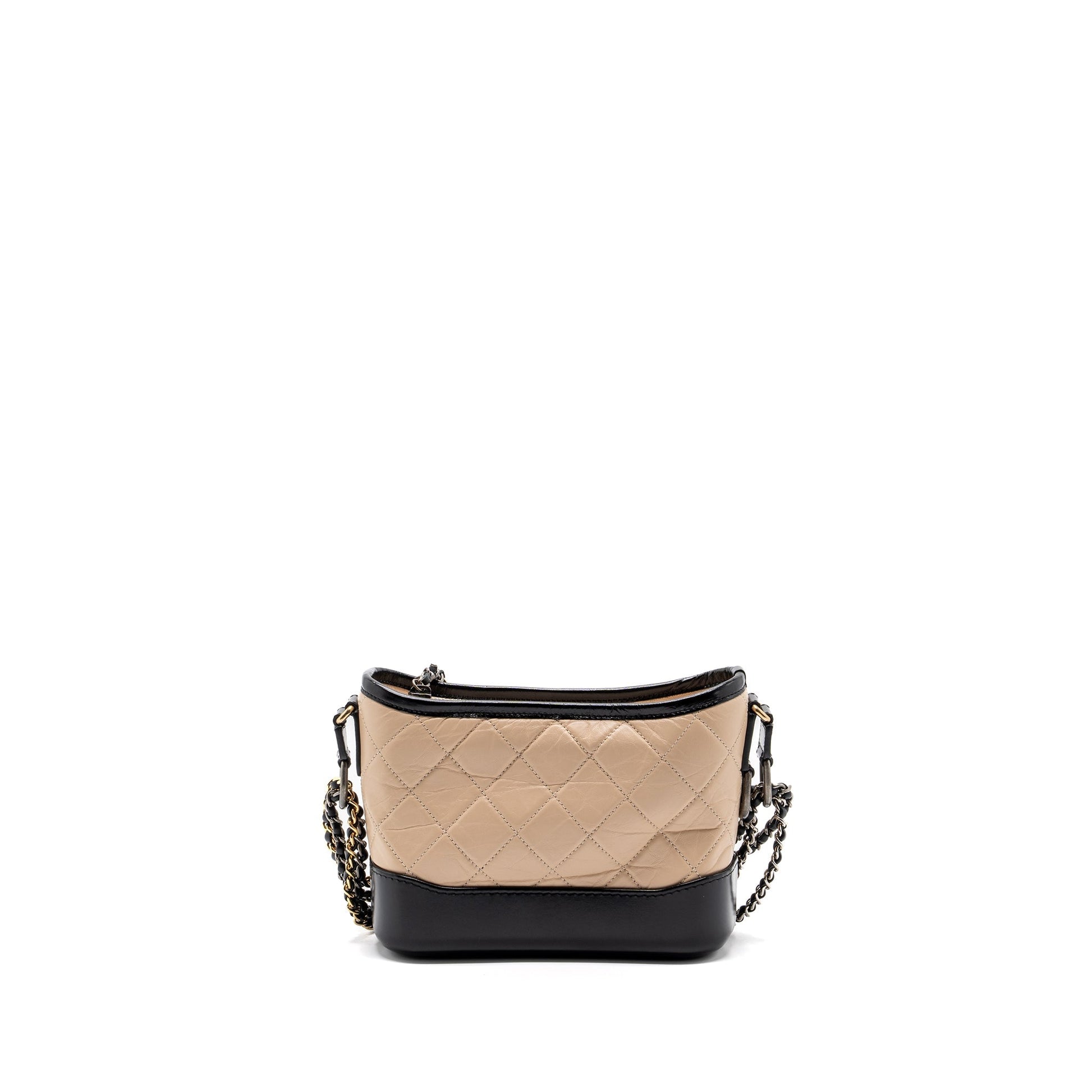 Chanel Gabrielle hobo calfskin hardware Multicolor Black Beige Small Shoulder Bag