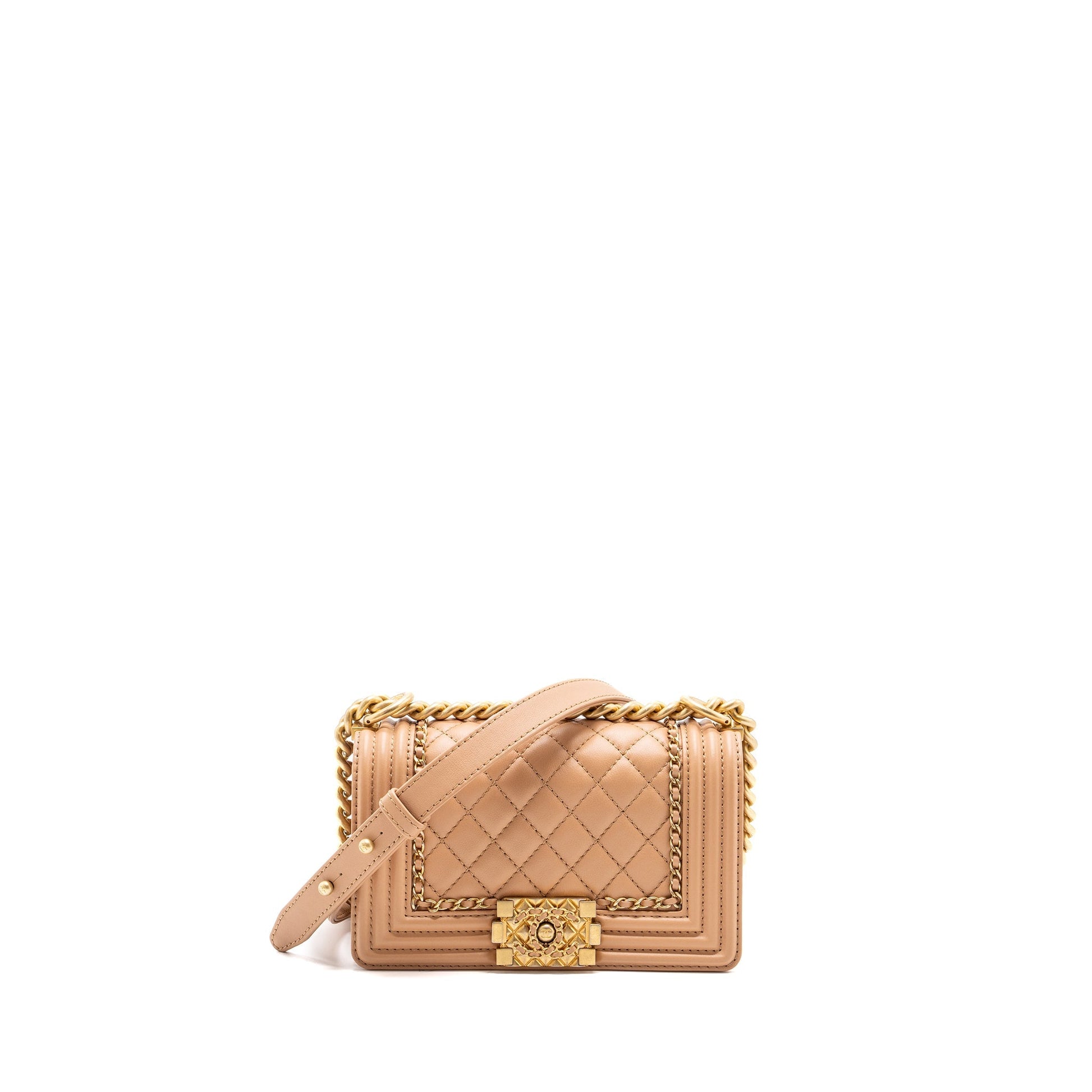Chanel Boy limited edition Calfskin Dark GHW Beige Small Handbag