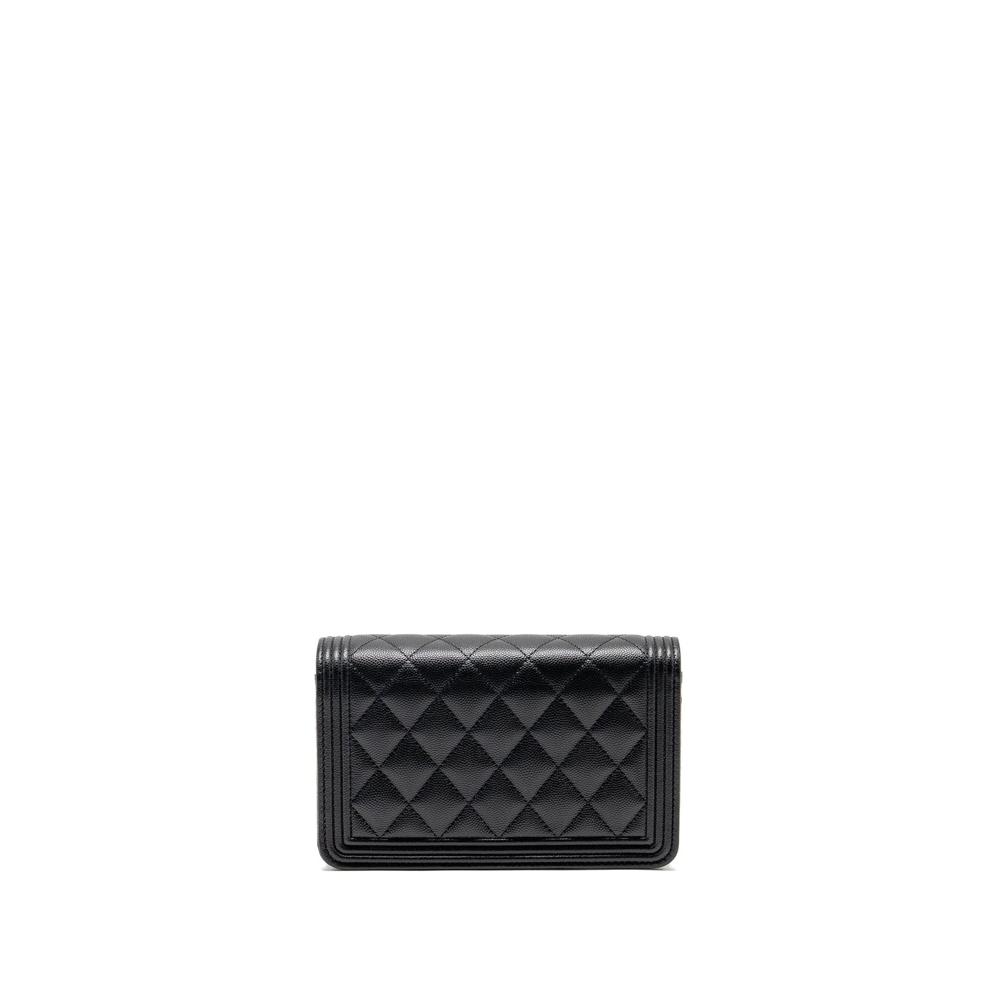 Chanel Boy on caviar ruthenium SHW microchip Black Wallet Case